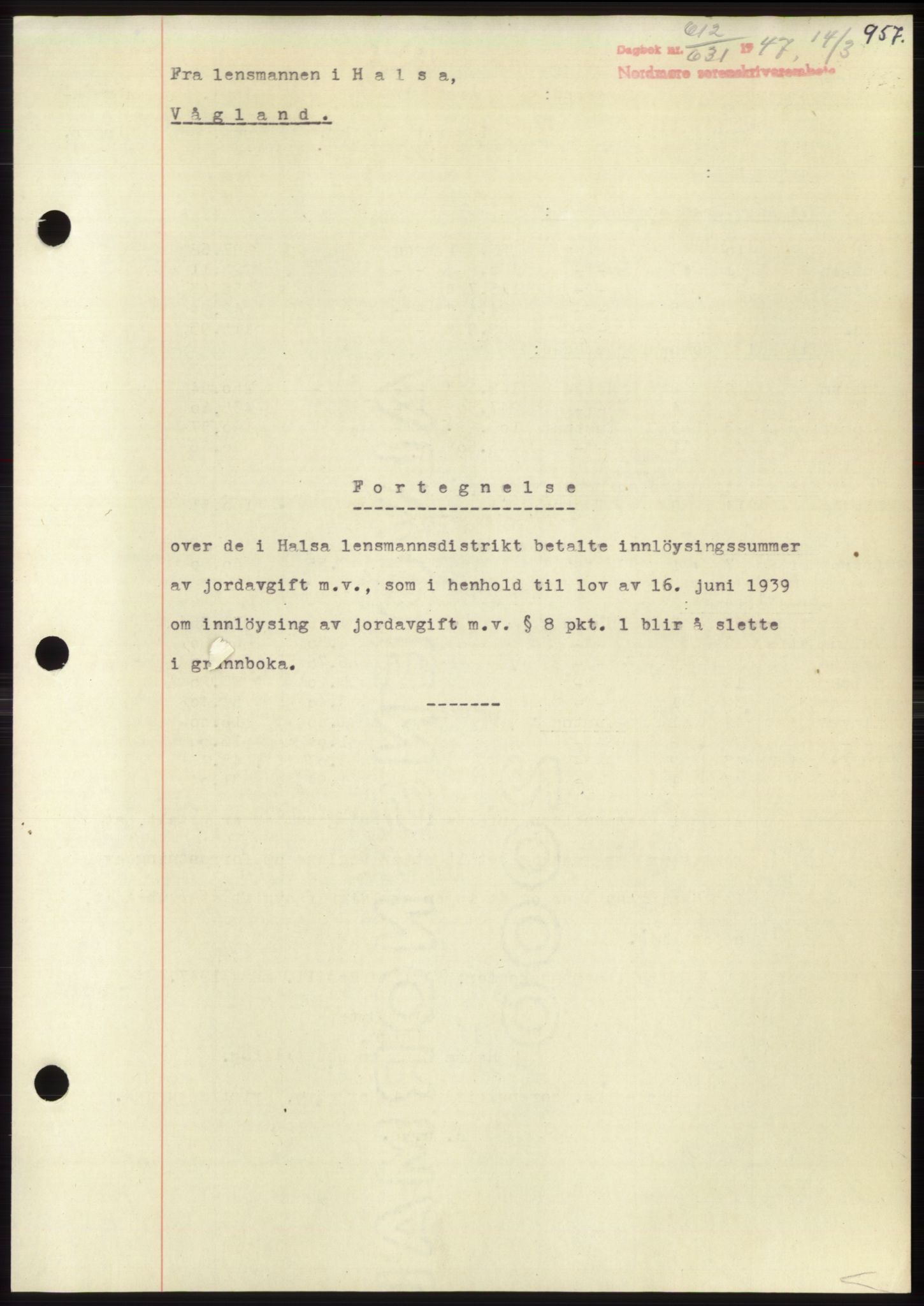 Nordmøre sorenskriveri, AV/SAT-A-4132/1/2/2Ca: Mortgage book no. B95, 1946-1947, Deed date: 14.03.1947