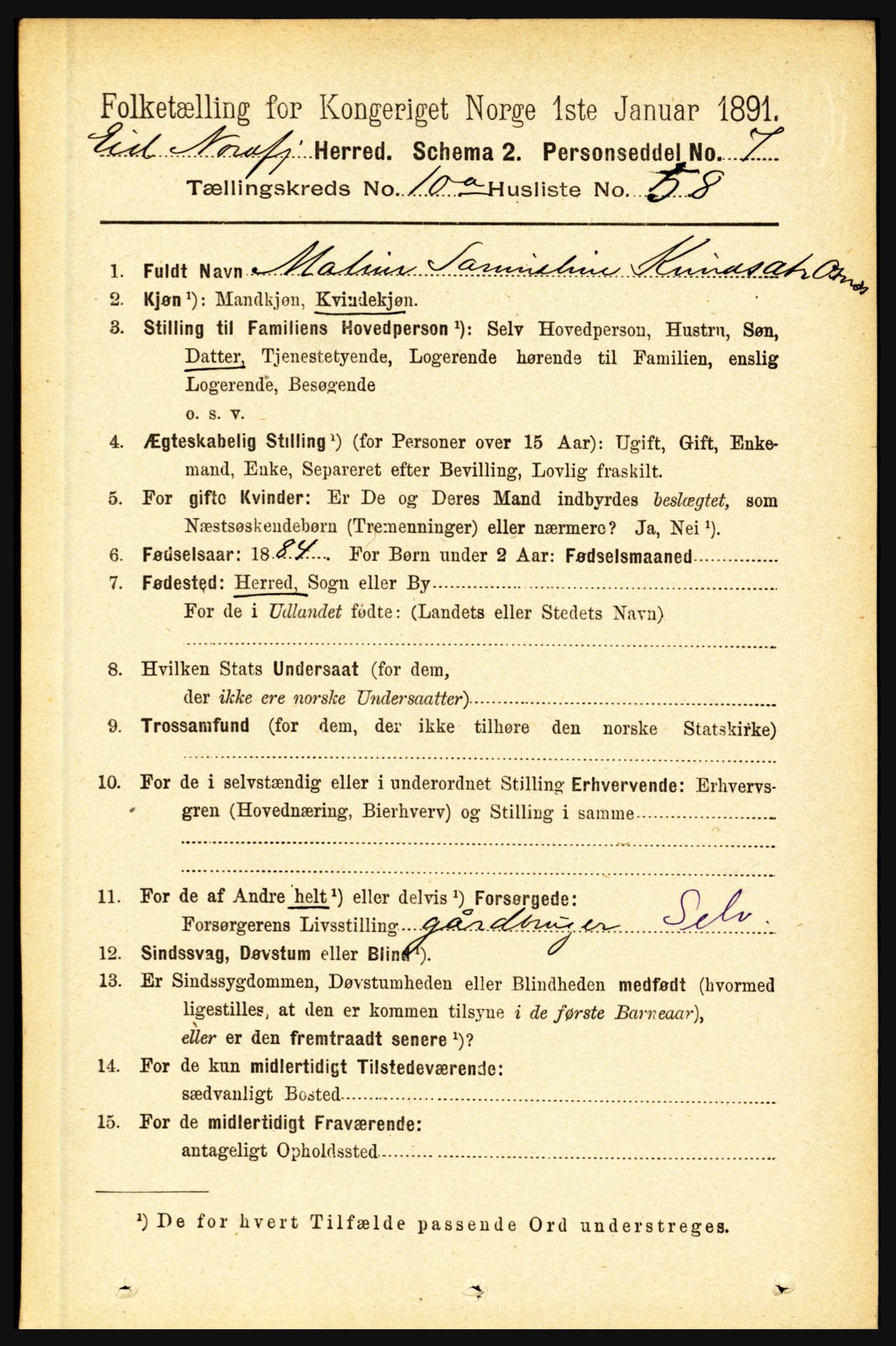 RA, 1891 census for 1443 Eid, 1891, p. 3141