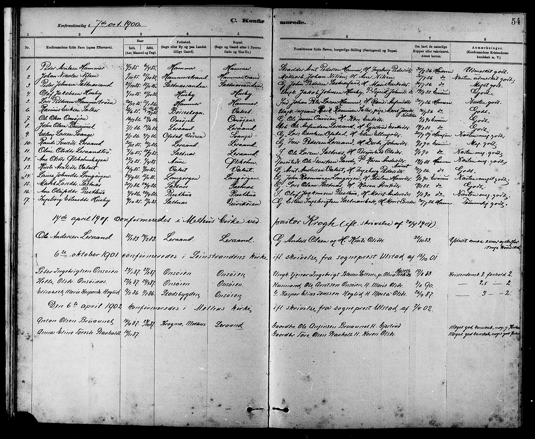 Ministerialprotokoller, klokkerbøker og fødselsregistre - Sør-Trøndelag, SAT/A-1456/666/L0790: Parish register (copy) no. 666C03, 1885-1908, p. 54