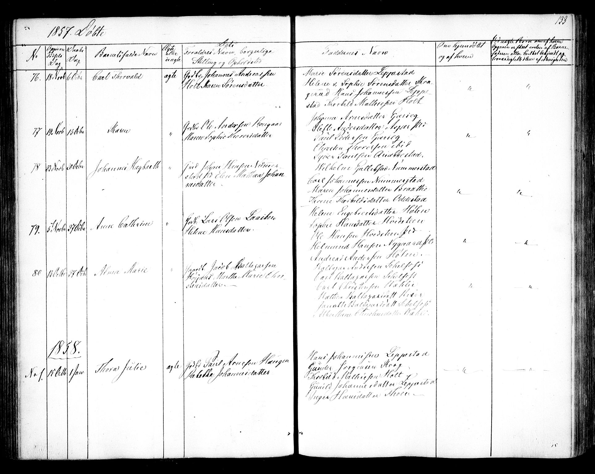 Hobøl prestekontor Kirkebøker, SAO/A-2002/F/Fa/L0003: Parish register (official) no. I 3, 1842-1864, p. 133