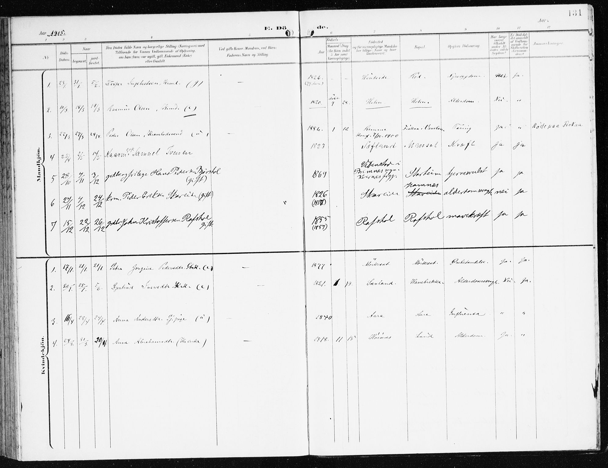 Eid sokneprestembete, SAB/A-82301/H/Haa/Haac/L0002: Parish register (official) no. C 2, 1899-1927, p. 131