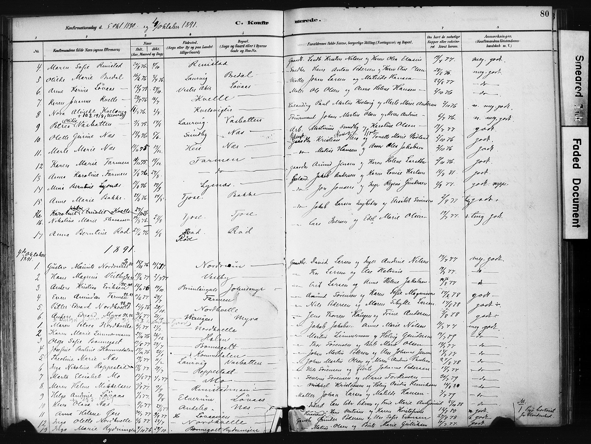 Hedrum kirkebøker, SAKO/A-344/F/Fb/L0001: Parish register (official) no. II 1, 1881-1905, p. 80