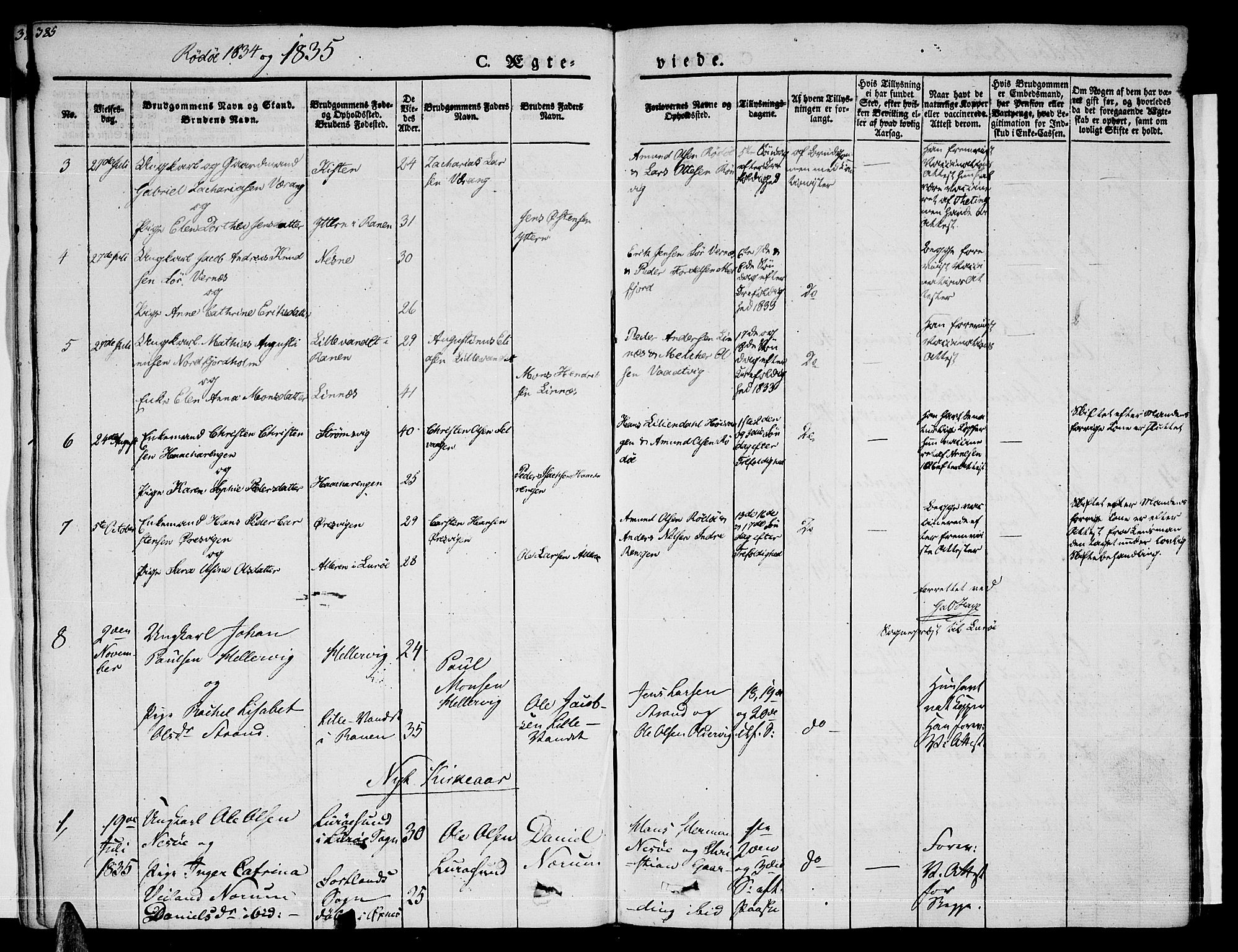 Ministerialprotokoller, klokkerbøker og fødselsregistre - Nordland, SAT/A-1459/841/L0600: Parish register (official) no. 841A07 /1, 1825-1844, p. 385