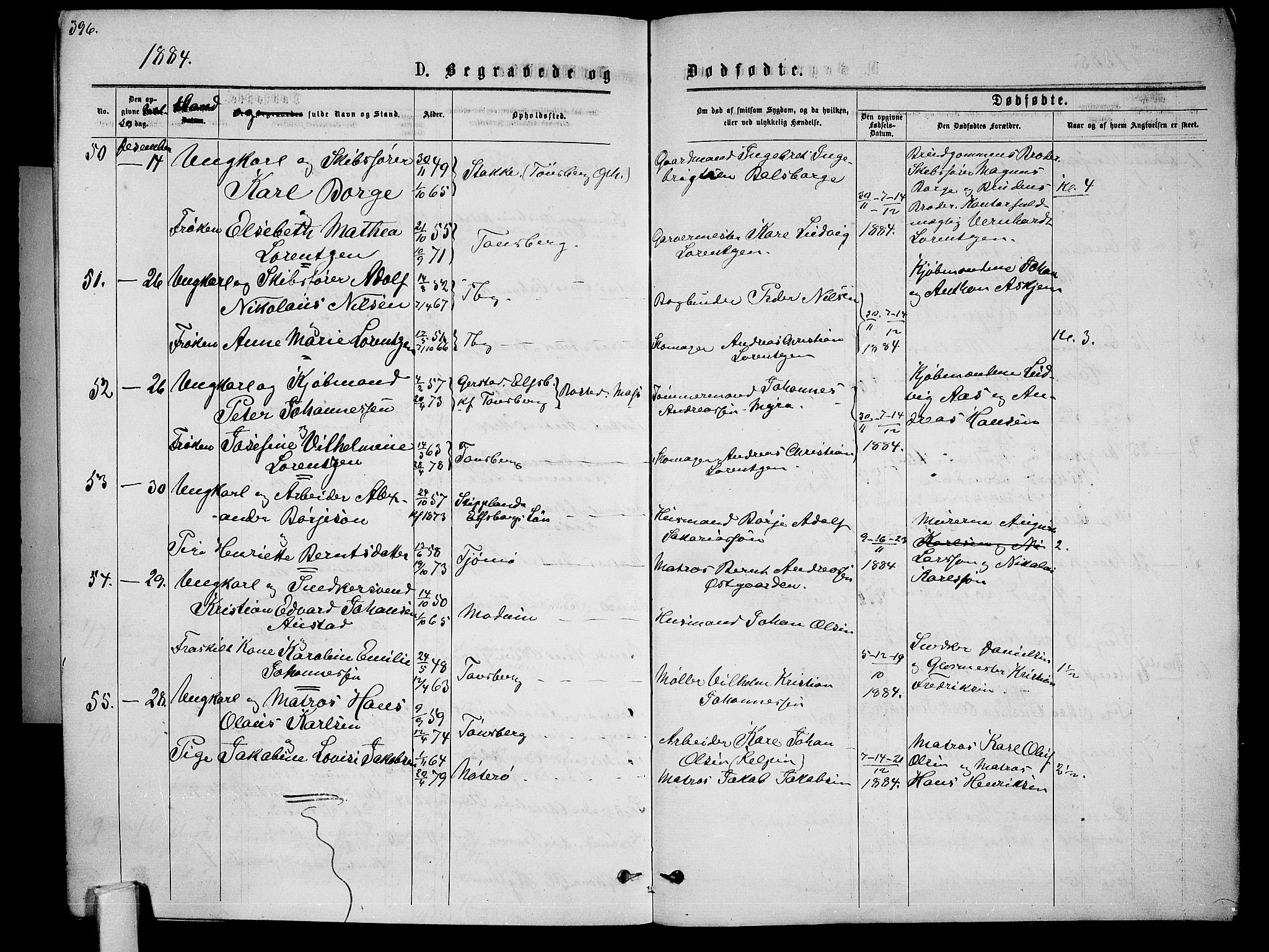 Tønsberg kirkebøker, AV/SAKO-A-330/G/Ga/L0005: Parish register (copy) no. 5, 1875-1885, p. 396