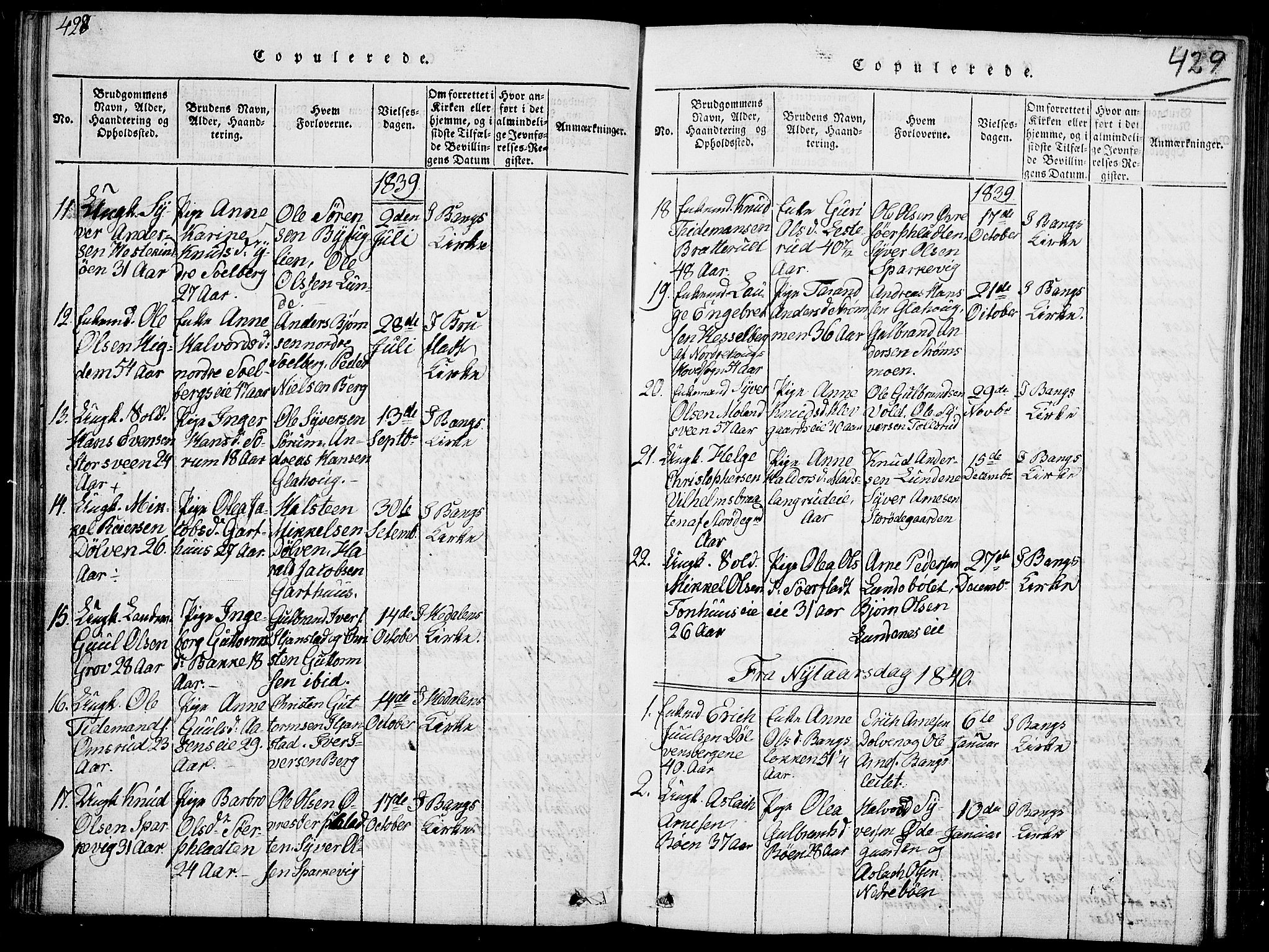 Sør-Aurdal prestekontor, SAH/PREST-128/H/Ha/Hab/L0002: Parish register (copy) no. 2, 1826-1840, p. 428-429
