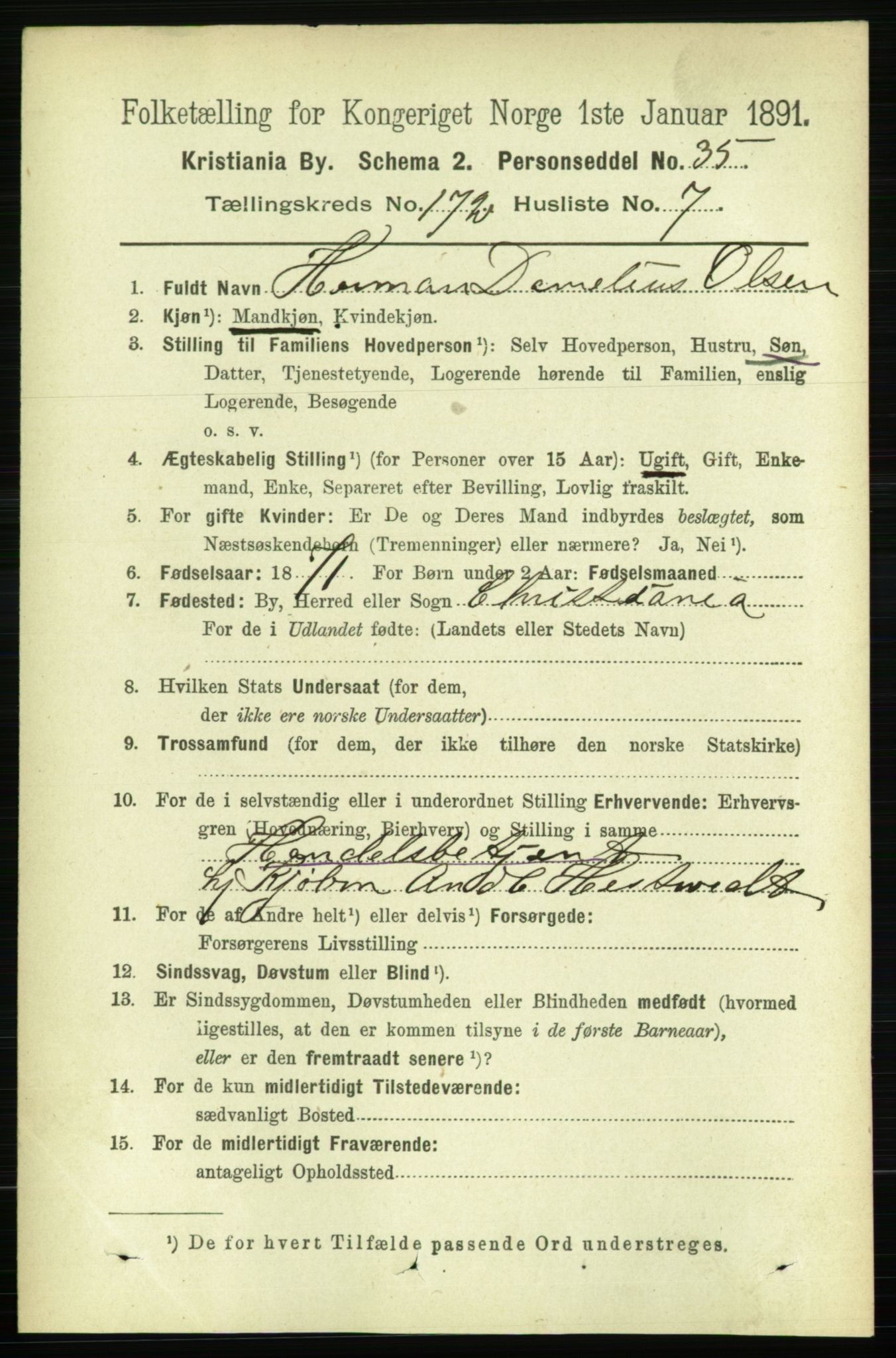 RA, 1891 census for 0301 Kristiania, 1891, p. 102101