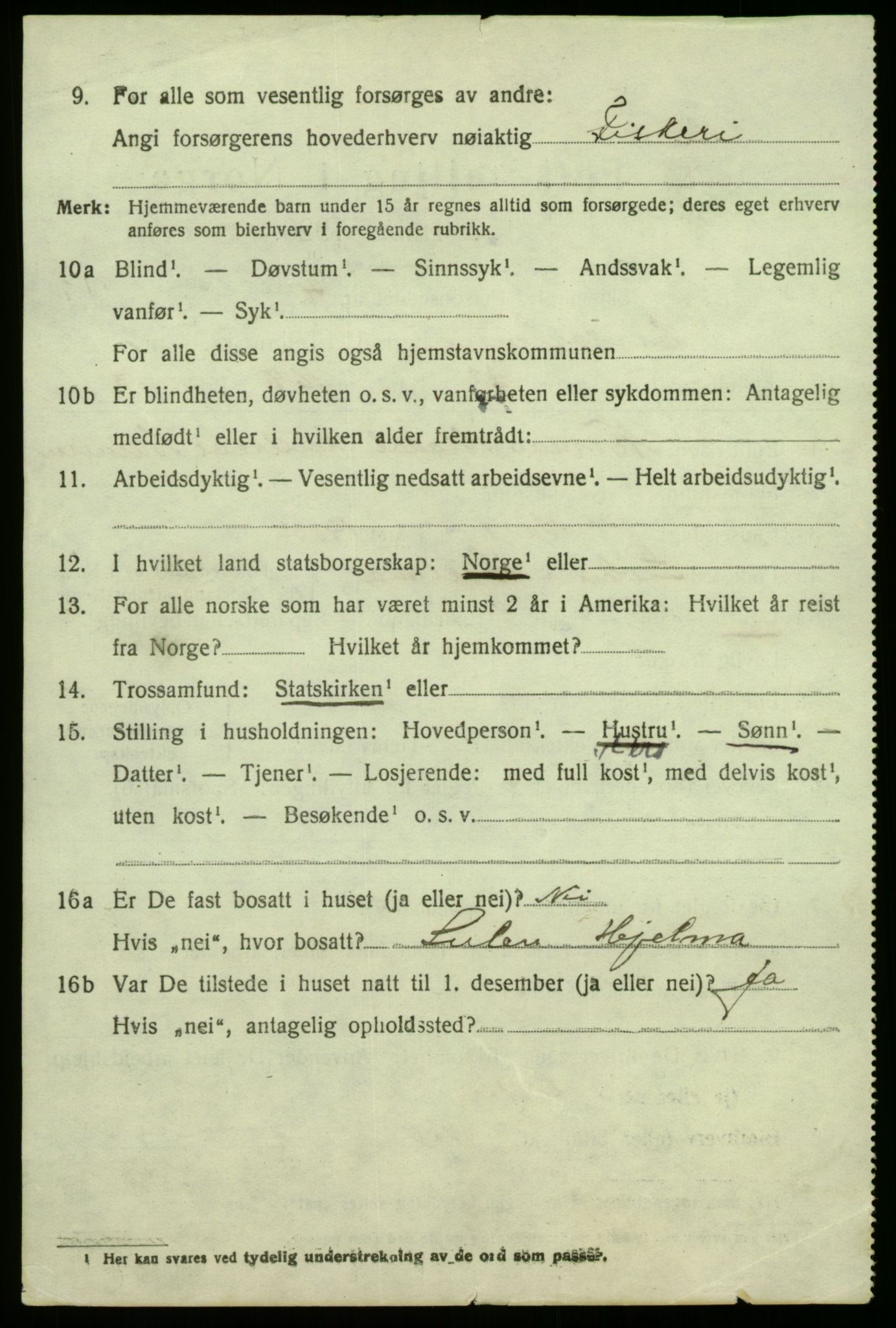 SAB, 1920 census for Austrheim, 1920, p. 5967