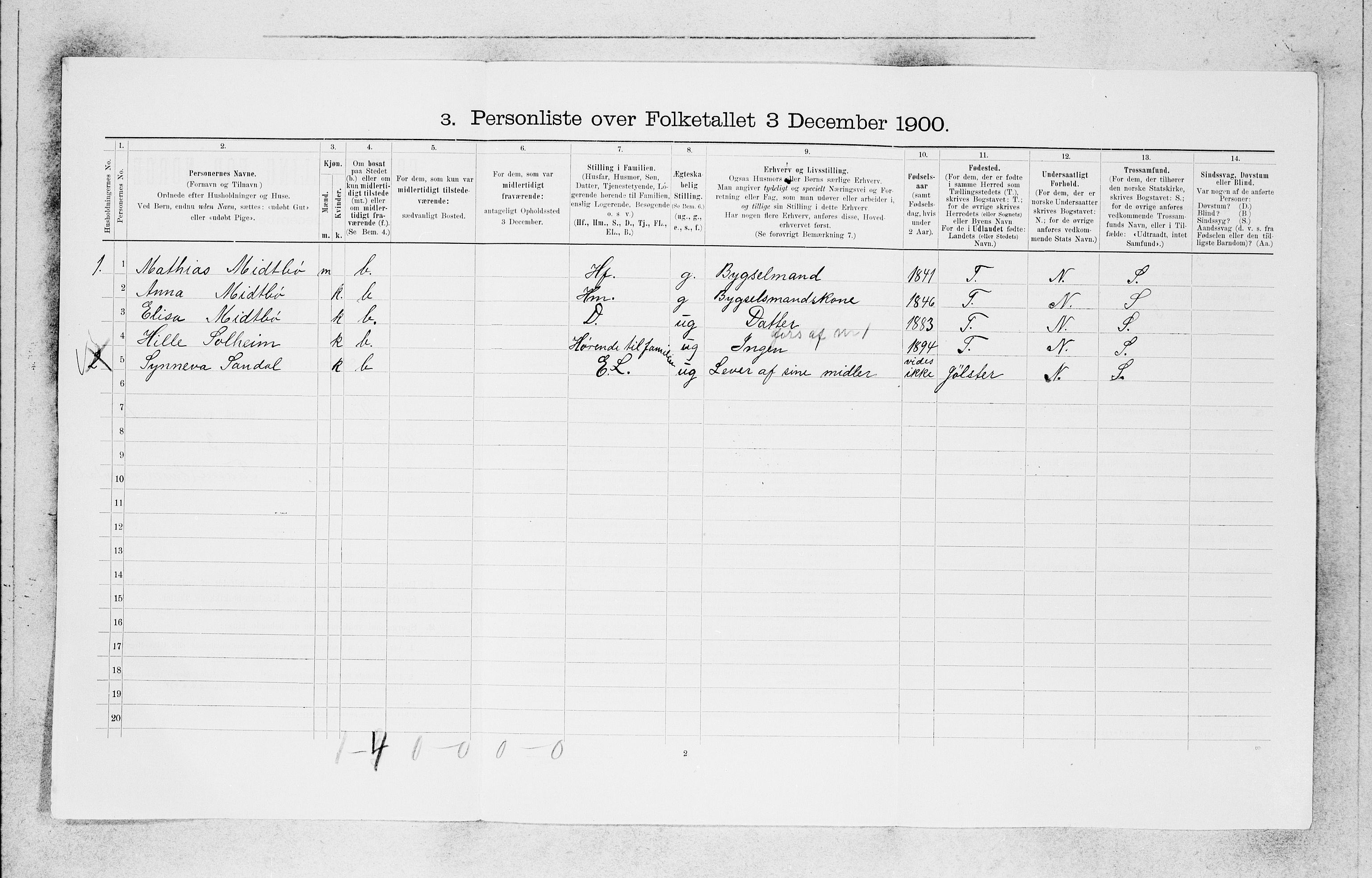 SAB, 1900 census for Kinn, 1900, p. 1649