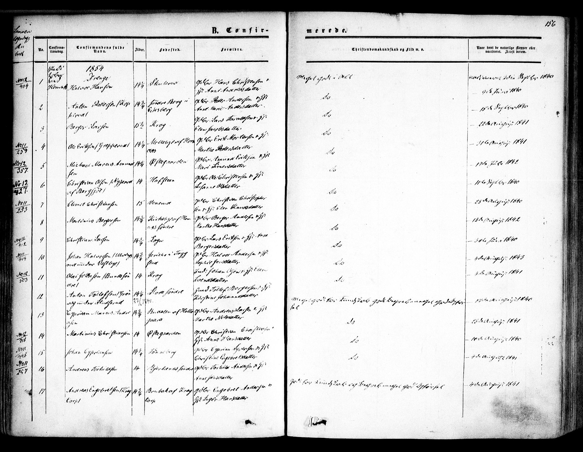 Høland prestekontor Kirkebøker, AV/SAO-A-10346a/F/Fa/L0010: Parish register (official) no. I 10, 1854-1861, p. 156