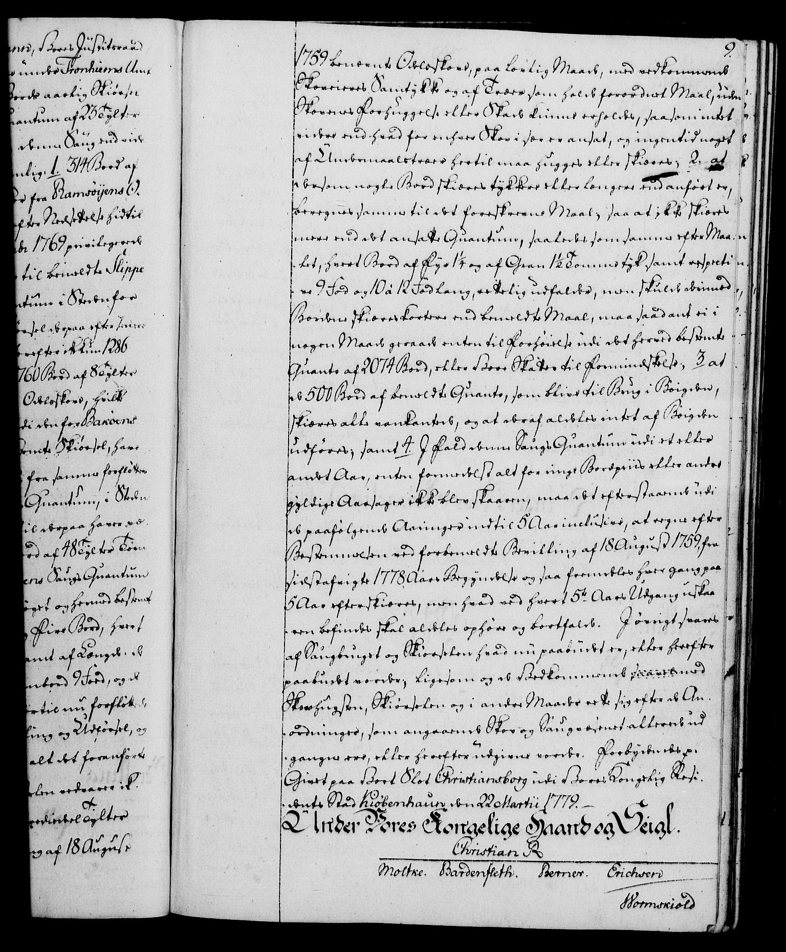 Rentekammeret, Kammerkanselliet, AV/RA-EA-3111/G/Gg/Gga/L0011: Norsk ekspedisjonsprotokoll med register (merket RK 53.11), 1779-1781, p. 9