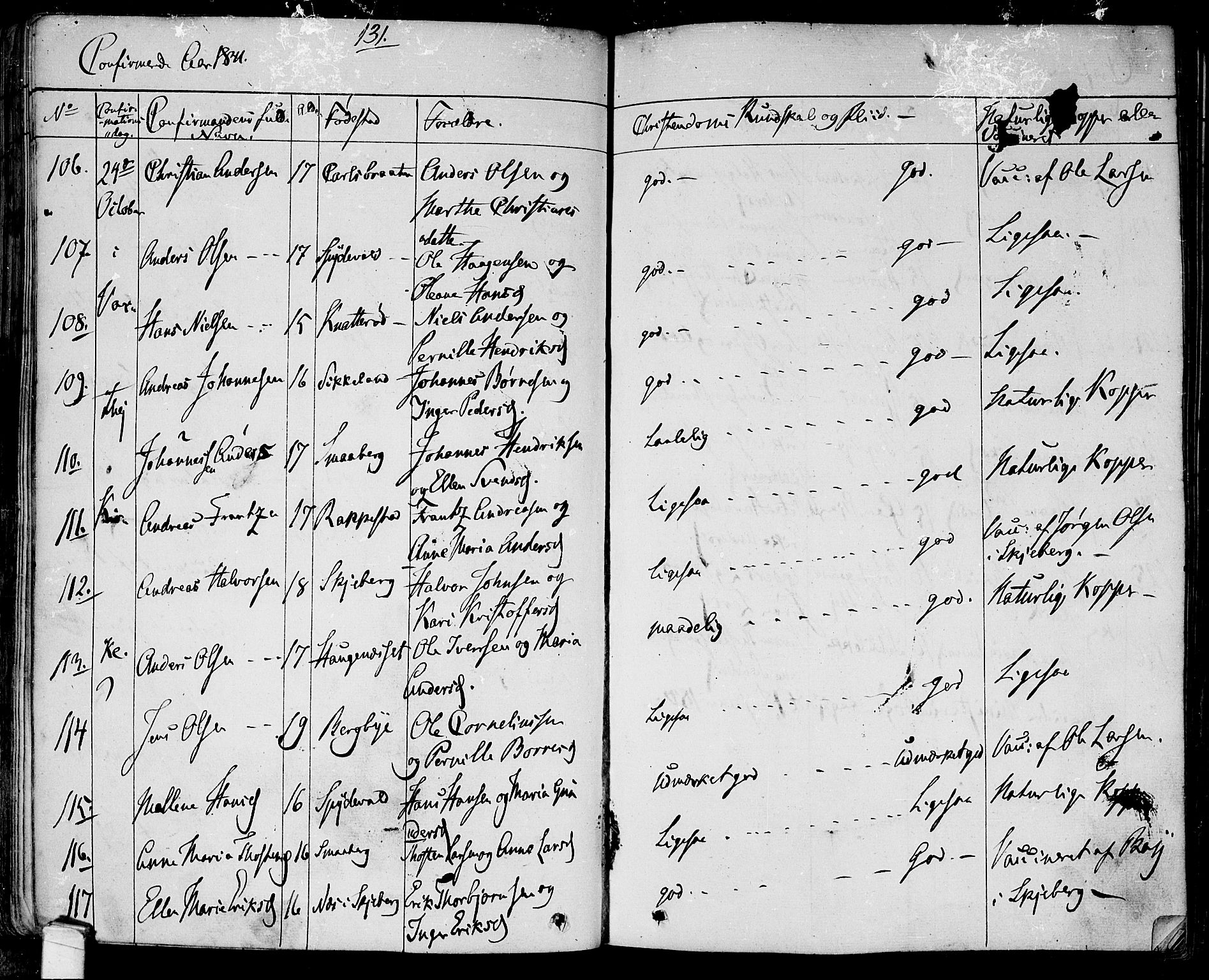 Tune prestekontor Kirkebøker, SAO/A-2007/F/Fa/L0008: Parish register (official) no. 8, 1837-1841, p. 131