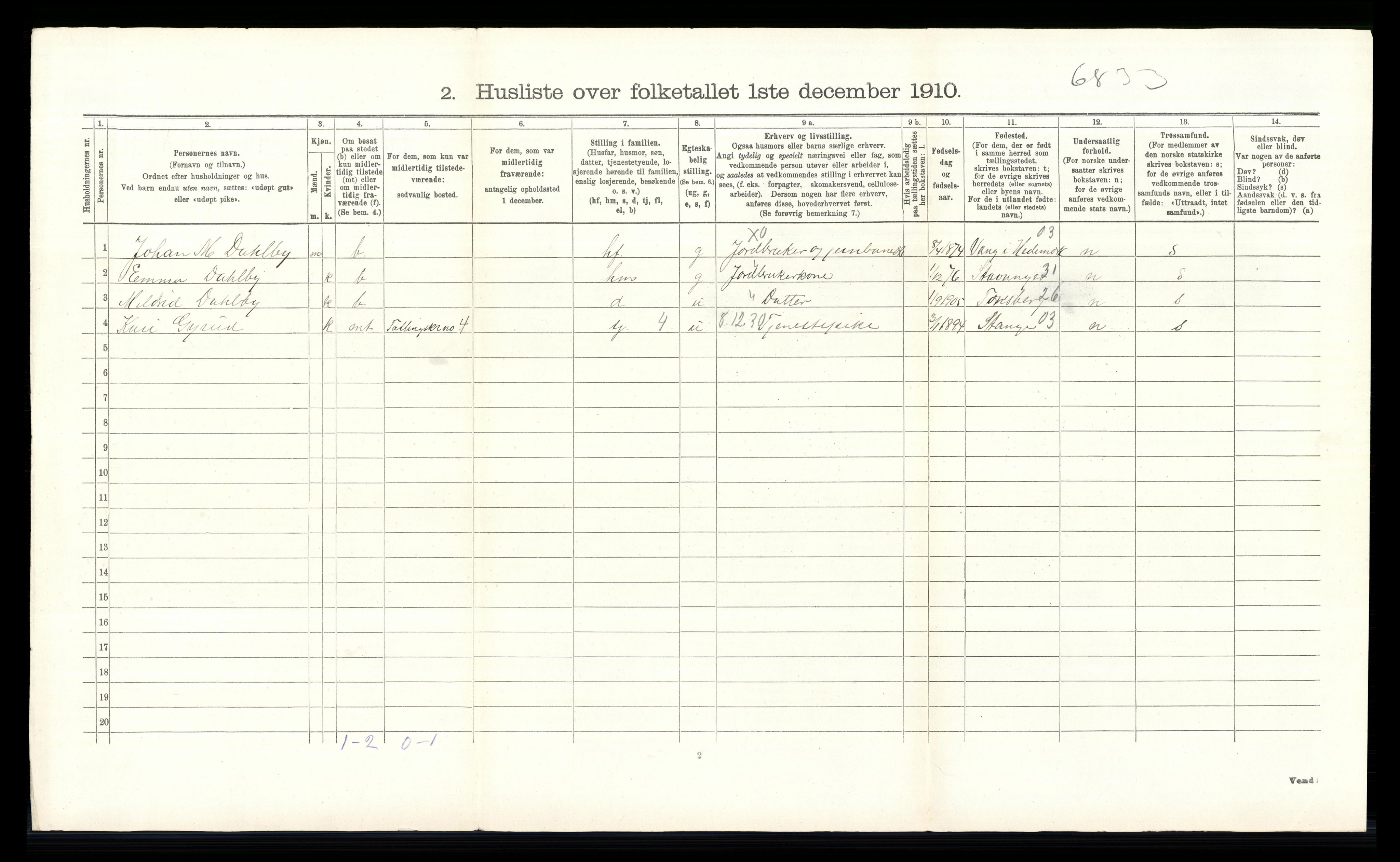 RA, 1910 census for Sel, 1910, p. 115