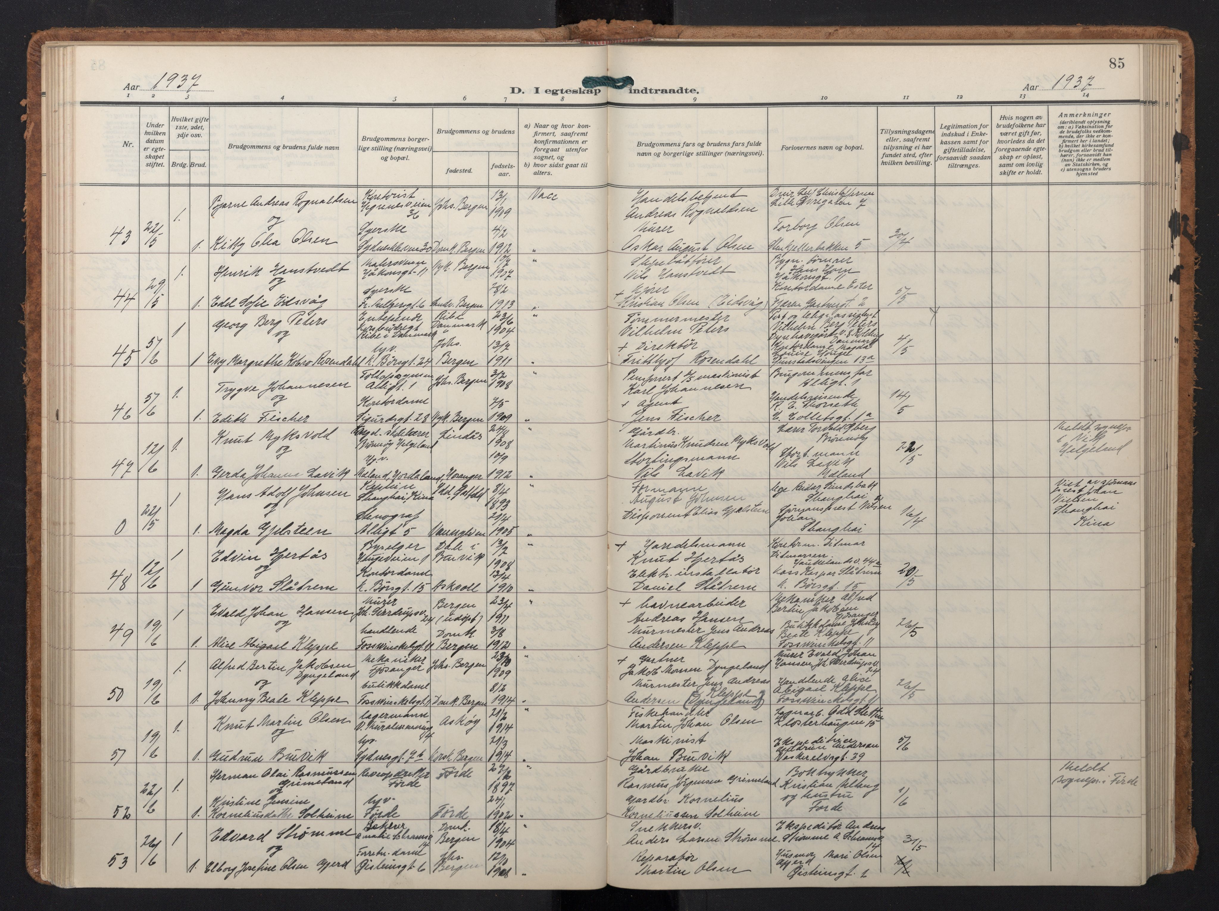 Johanneskirken sokneprestembete, AV/SAB-A-76001/H/Hab: Parish register (copy) no. C 3, 1929-1949, p. 84b-85a