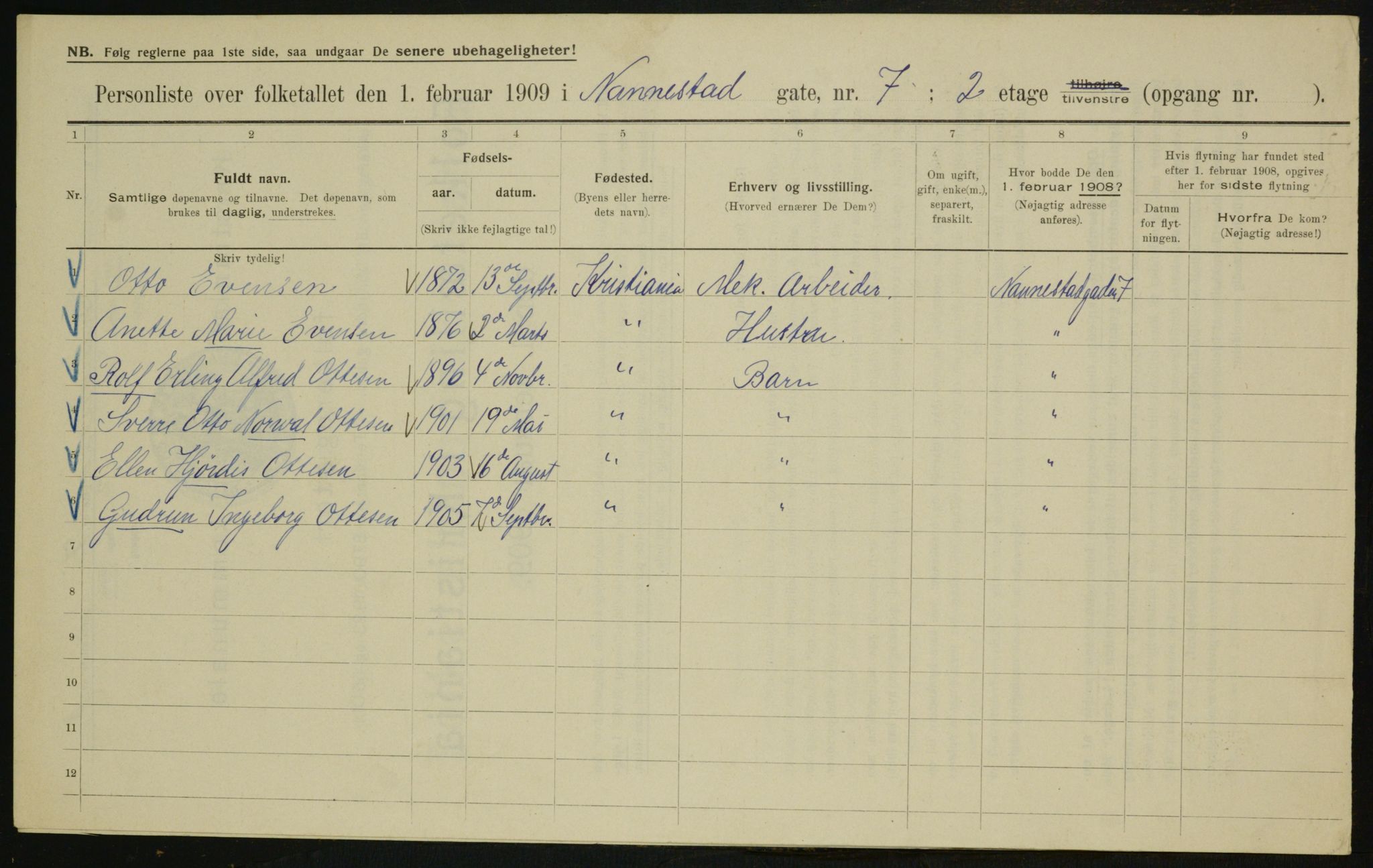 OBA, Municipal Census 1909 for Kristiania, 1909, p. 62682