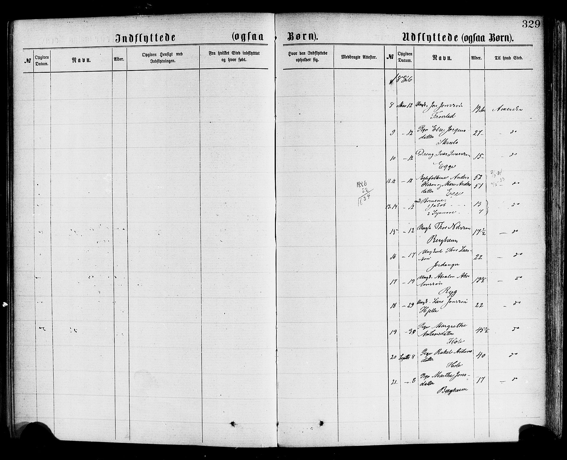 Gloppen sokneprestembete, AV/SAB-A-80101/H/Haa/Haac/L0001: Parish register (official) no. C 1, 1871-1886, p. 329