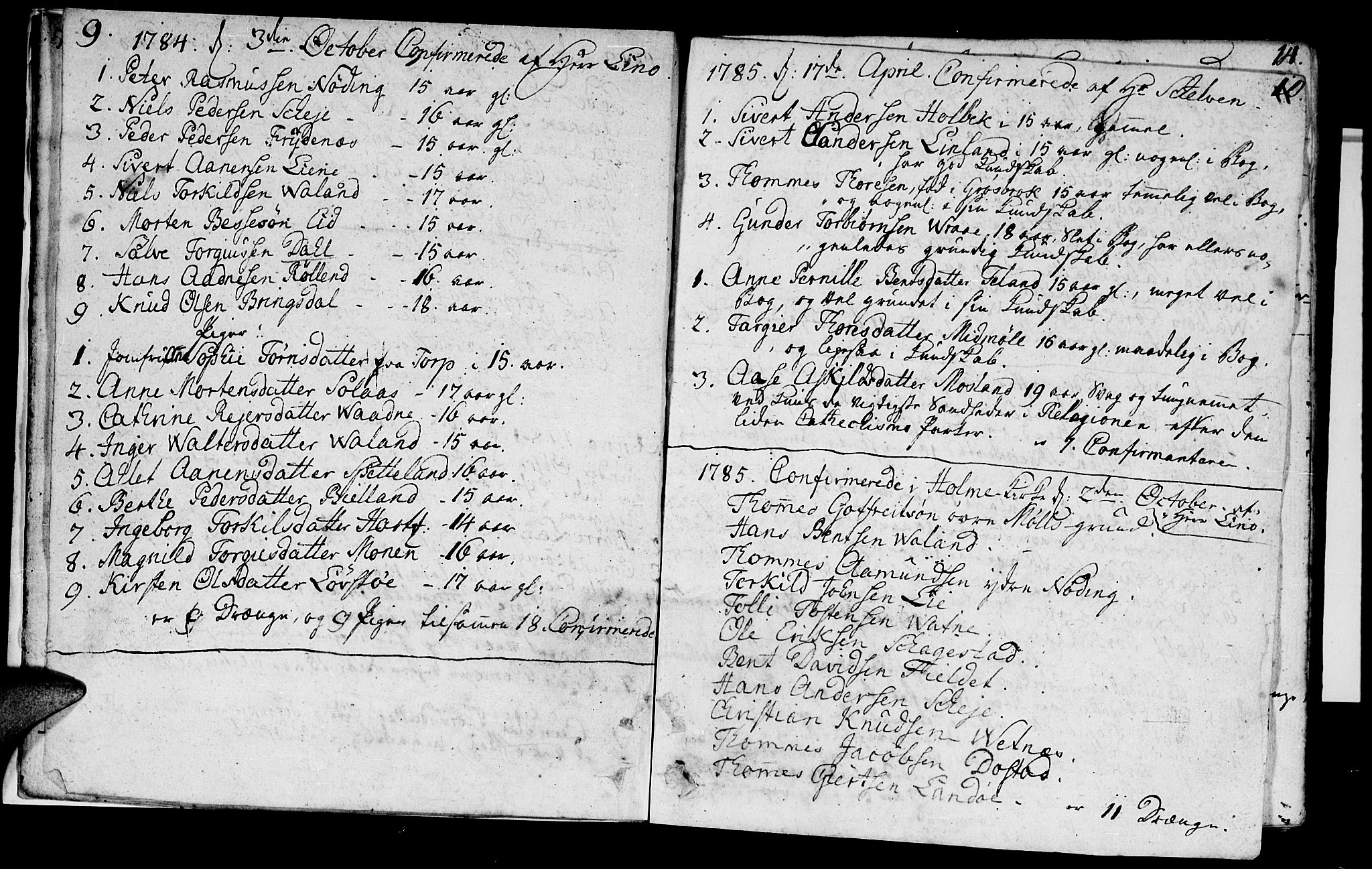 Holum sokneprestkontor, SAK/1111-0022/F/Fa/Faa/L0003: Parish register (official) no. A 3, 1780-1821, p. 9-10
