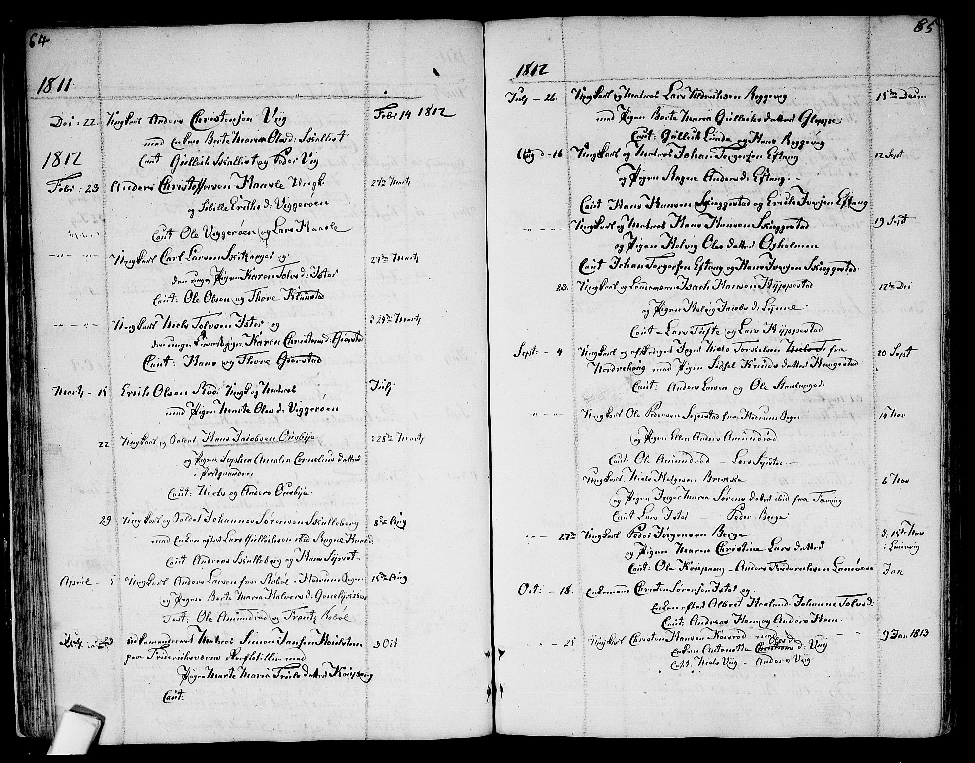 Tjølling kirkebøker, SAKO/A-60/F/Fa/L0004: Parish register (official) no. 4, 1779-1817, p. 64-65