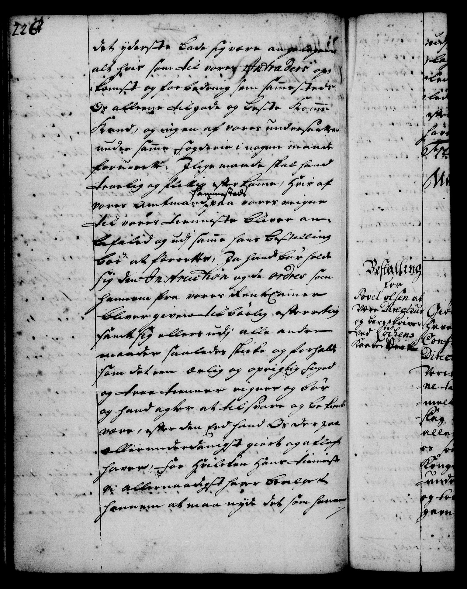 Rentekammeret, Kammerkanselliet, RA/EA-3111/G/Gg/Gge/L0001: Norsk bestallingsprotokoll med register (merket RK 53.25), 1720-1730, p. 226