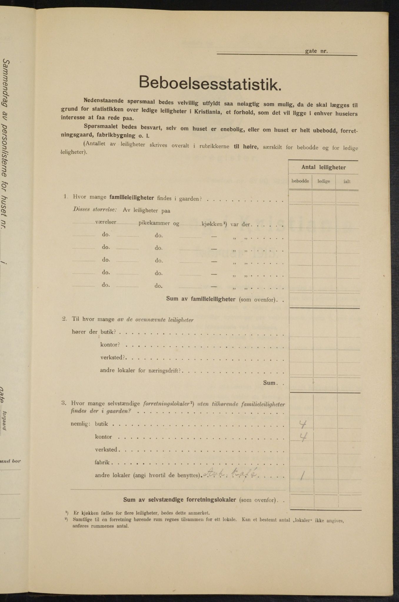 OBA, Municipal Census 1915 for Kristiania, 1915, p. 1418