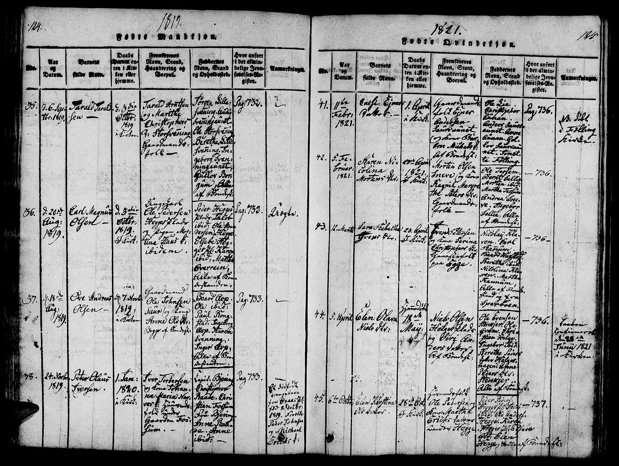 Ministerialprotokoller, klokkerbøker og fødselsregistre - Nord-Trøndelag, SAT/A-1458/746/L0441: Parish register (official) no. 746A03 /3, 1816-1827, p. 124-125