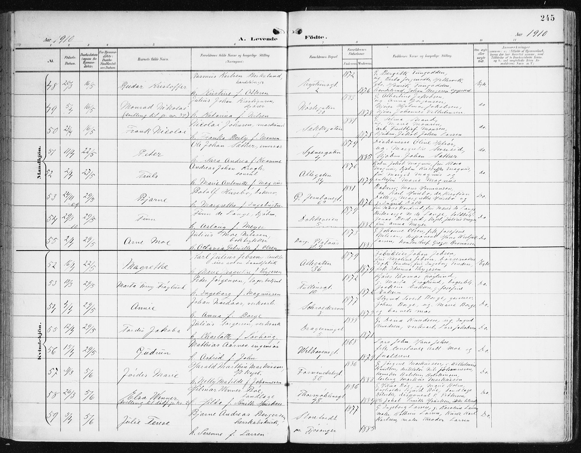 Johanneskirken sokneprestembete, AV/SAB-A-76001/H/Haa/L0002: Parish register (official) no. A 2, 1900-1912, p. 245