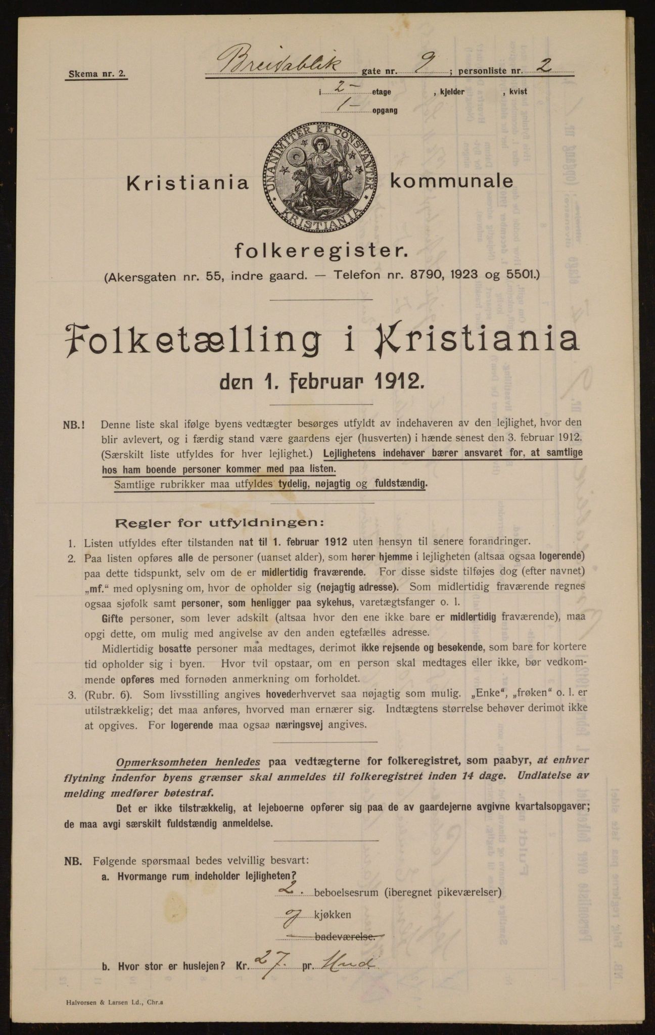 OBA, Municipal Census 1912 for Kristiania, 1912, p. 7993