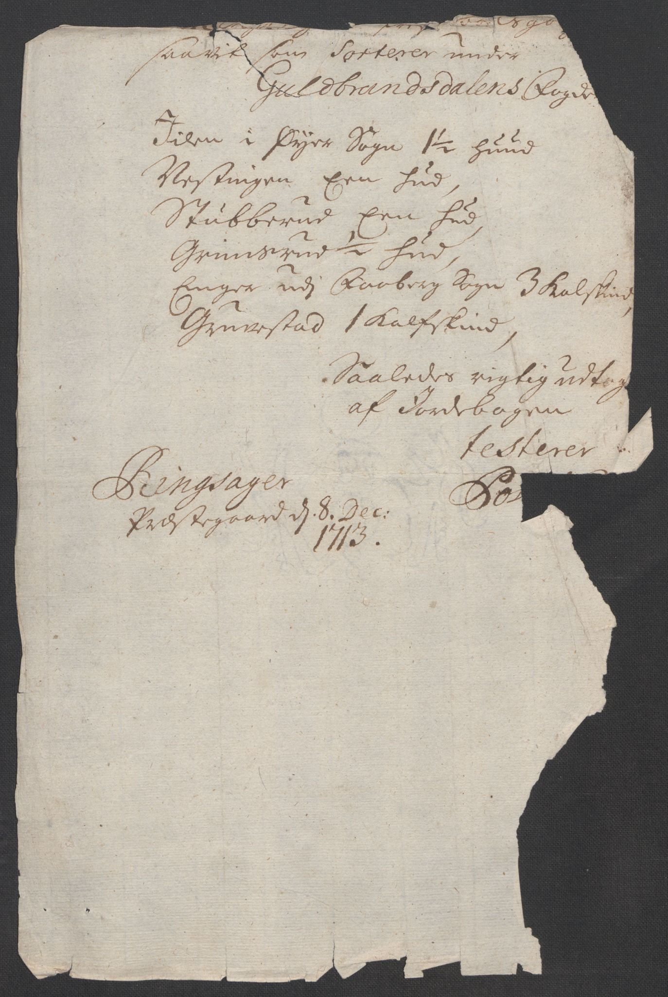 Rentekammeret inntil 1814, Reviderte regnskaper, Fogderegnskap, AV/RA-EA-4092/R17/L1182: Fogderegnskap Gudbrandsdal, 1713, p. 388