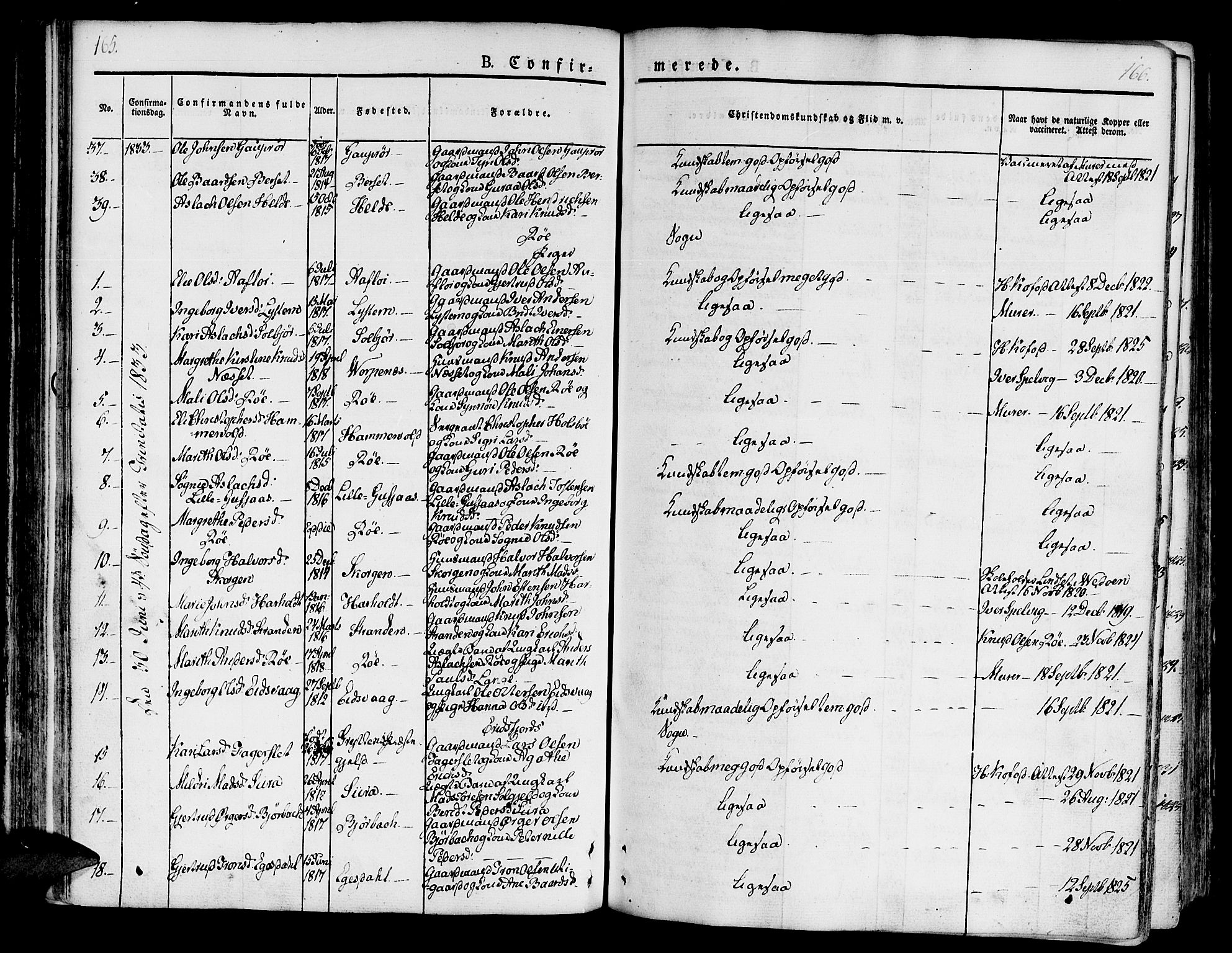 Ministerialprotokoller, klokkerbøker og fødselsregistre - Møre og Romsdal, AV/SAT-A-1454/551/L0624: Parish register (official) no. 551A04, 1831-1845, p. 165-166