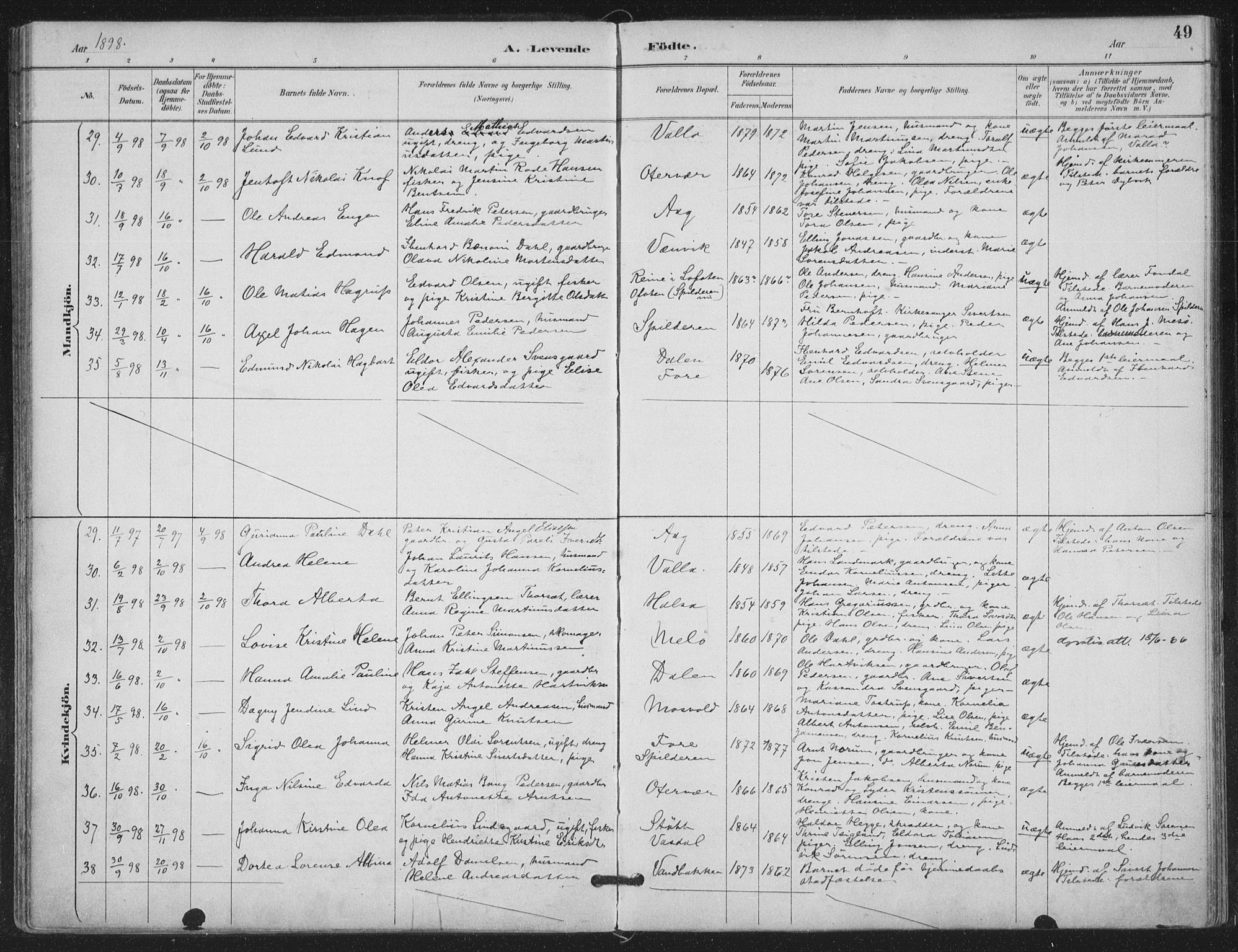 Ministerialprotokoller, klokkerbøker og fødselsregistre - Nordland, SAT/A-1459/843/L0628: Parish register (official) no. 843A03, 1889-1907, p. 49