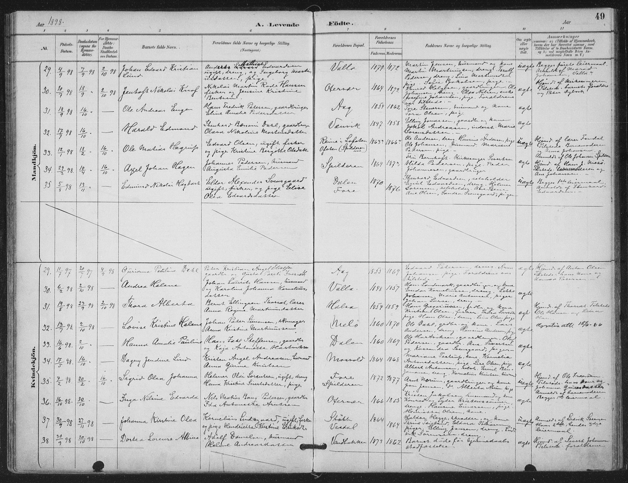 Ministerialprotokoller, klokkerbøker og fødselsregistre - Nordland, AV/SAT-A-1459/843/L0628: Parish register (official) no. 843A03, 1889-1907, p. 49