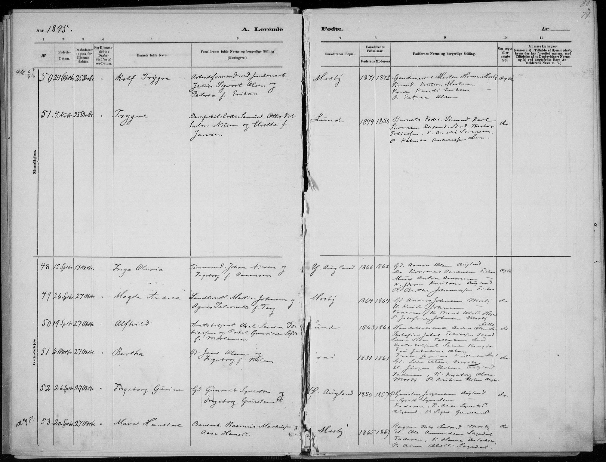 Oddernes sokneprestkontor, AV/SAK-1111-0033/F/Fa/Faa/L0009: Parish register (official) no. A 9, 1884-1896, p. 79