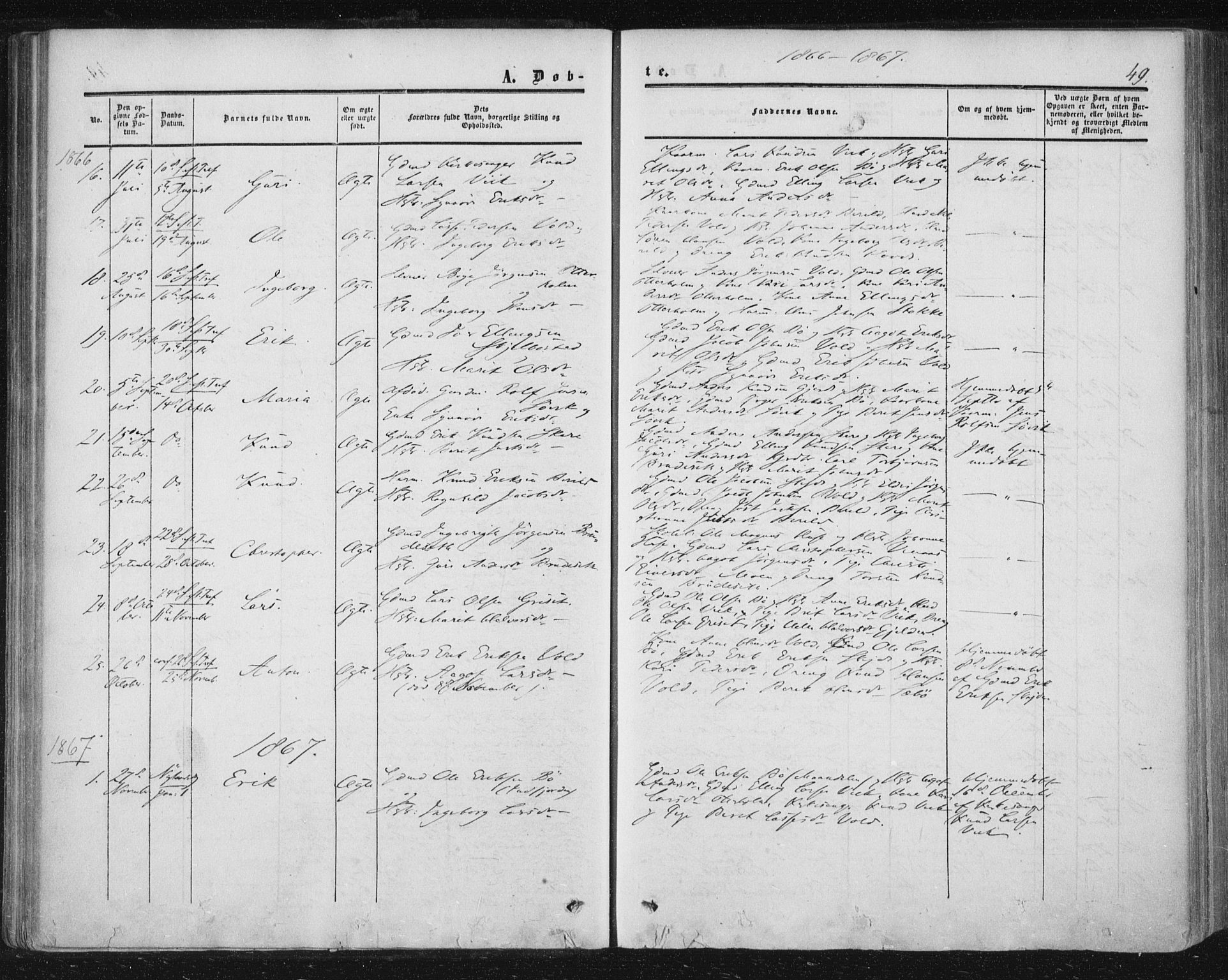 Ministerialprotokoller, klokkerbøker og fødselsregistre - Møre og Romsdal, AV/SAT-A-1454/543/L0562: Parish register (official) no. 543A02, 1854-1884, p. 49