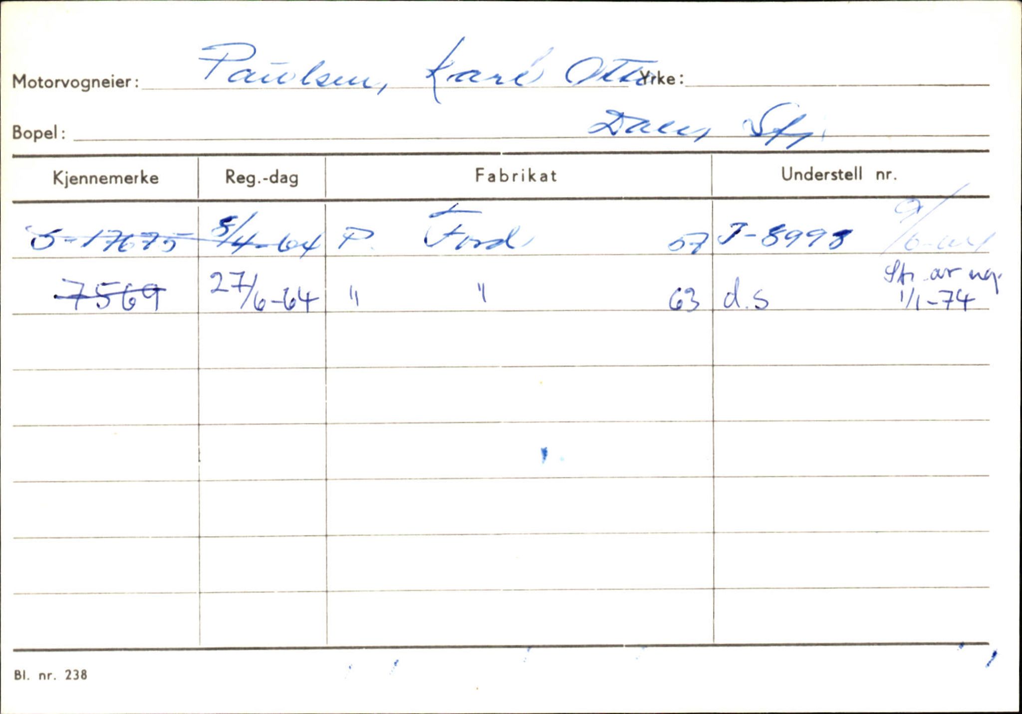 Statens vegvesen, Sogn og Fjordane vegkontor, SAB/A-5301/4/F/L0126: Eigarregister Fjaler M-Å. Leikanger A-Å, 1945-1975, p. 19