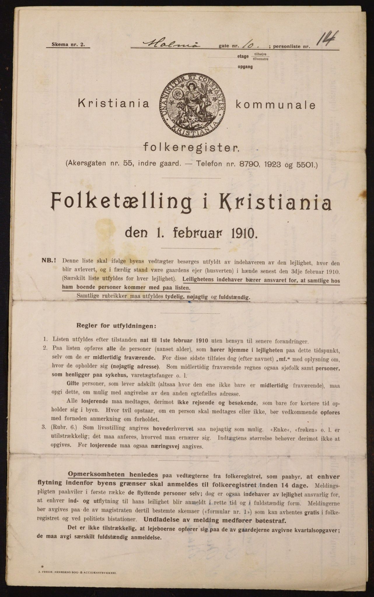 OBA, Municipal Census 1910 for Kristiania, 1910, p. 58069