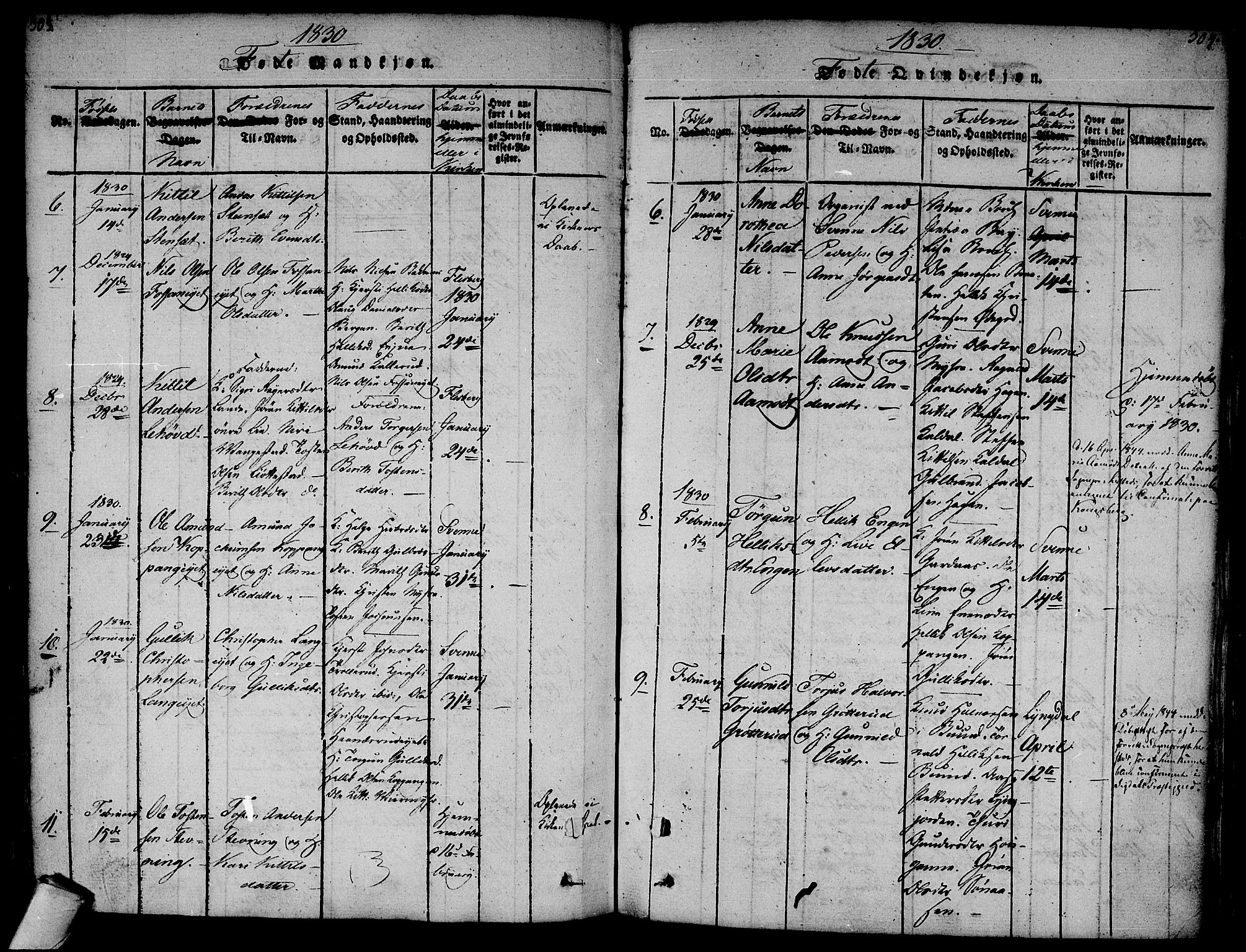 Flesberg kirkebøker, AV/SAKO-A-18/F/Fa/L0005: Parish register (official) no. I 5, 1816-1834, p. 303-304