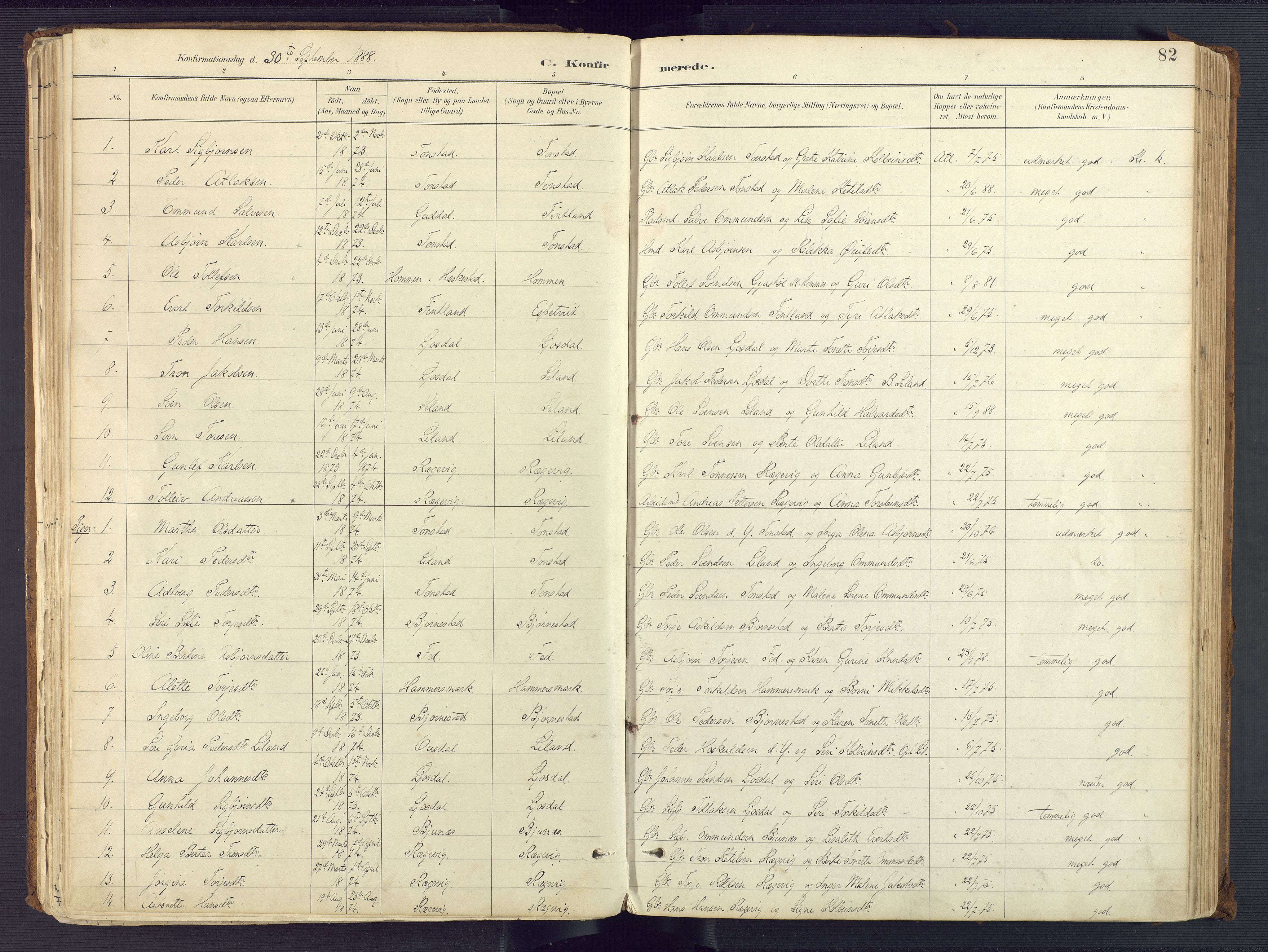 Sirdal sokneprestkontor, SAK/1111-0036/F/Fa/Fab/L0004: Parish register (official) no. A 4, 1887-1919, p. 82