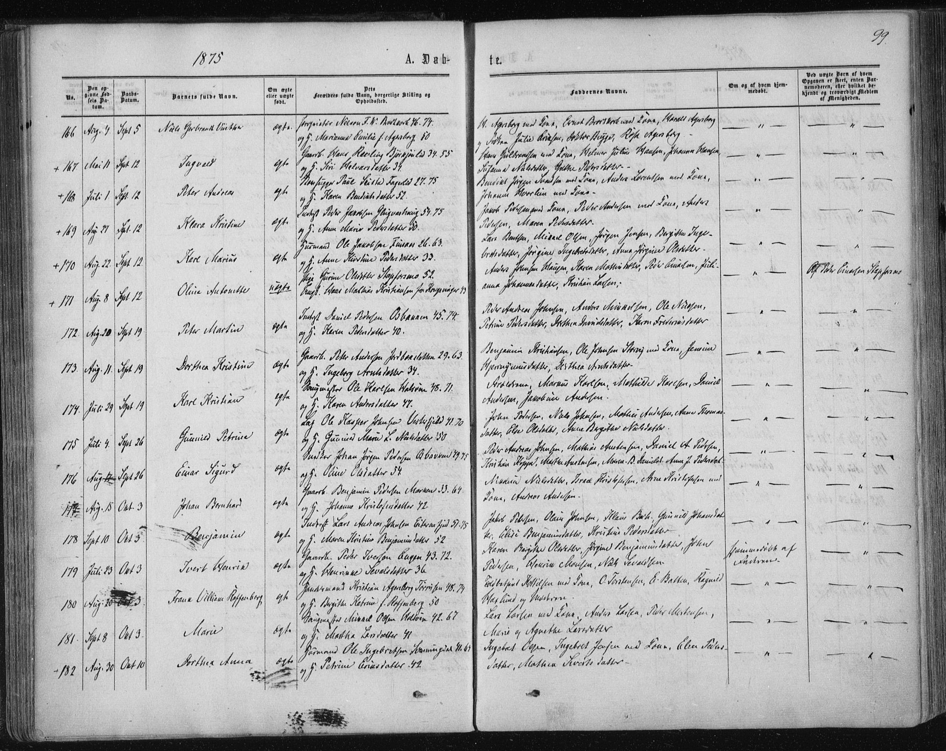 Ministerialprotokoller, klokkerbøker og fødselsregistre - Nordland, AV/SAT-A-1459/820/L0294: Parish register (official) no. 820A15, 1866-1879, p. 99