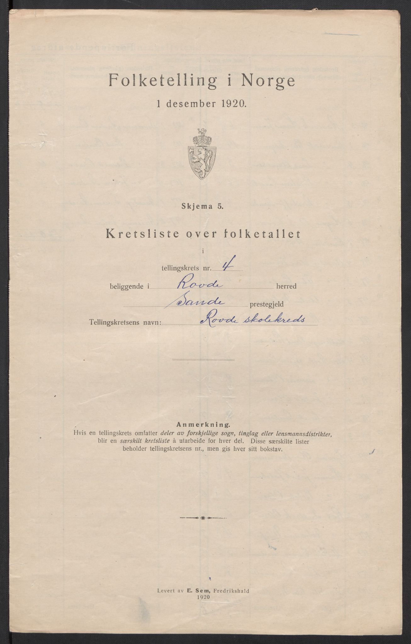 SAT, 1920 census for Rovde, 1920, p. 14