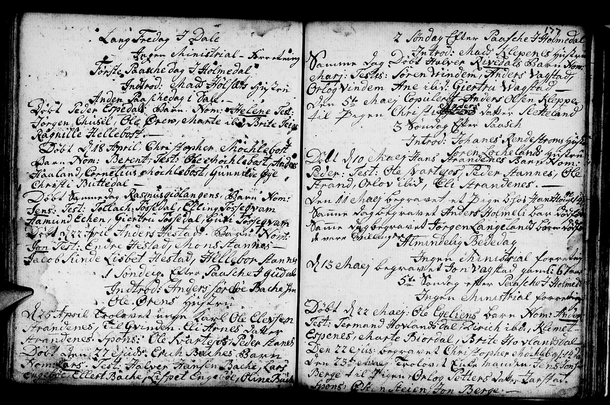 Fjaler sokneprestembete, SAB/A-79801/H/Haa/Haaa/L0001: Parish register (official) no. A 1, 1755-1778, p. 177