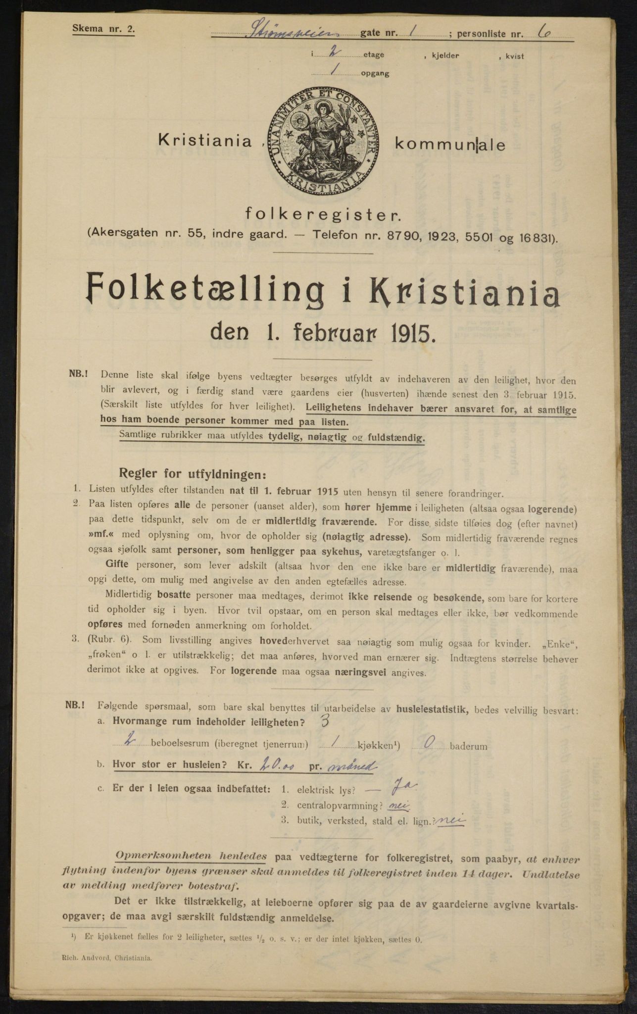 OBA, Municipal Census 1915 for Kristiania, 1915, p. 104122