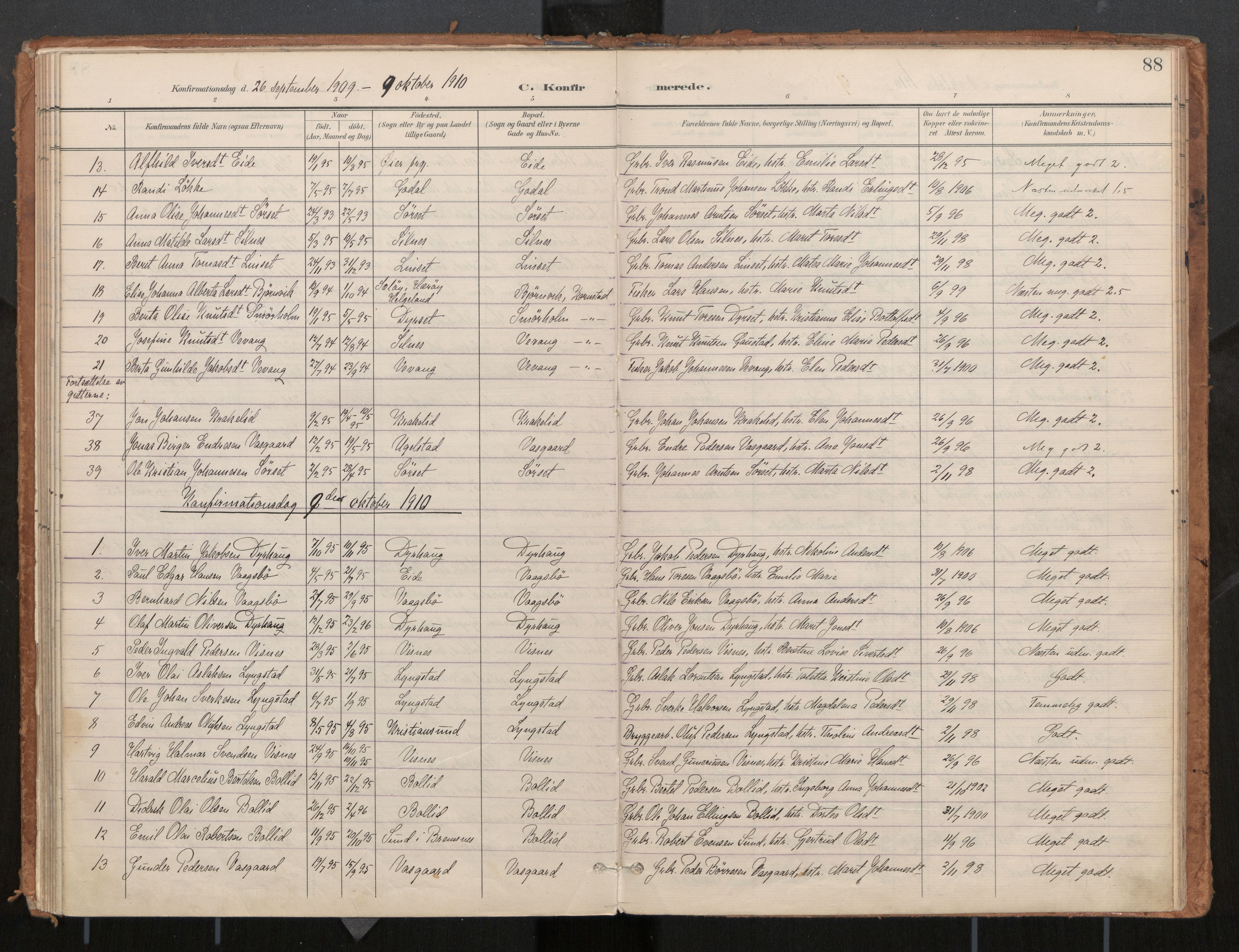 Ministerialprotokoller, klokkerbøker og fødselsregistre - Møre og Romsdal, SAT/A-1454/571/L0836a: Parish register (official) no. 571A02, 1898-1910, p. 88