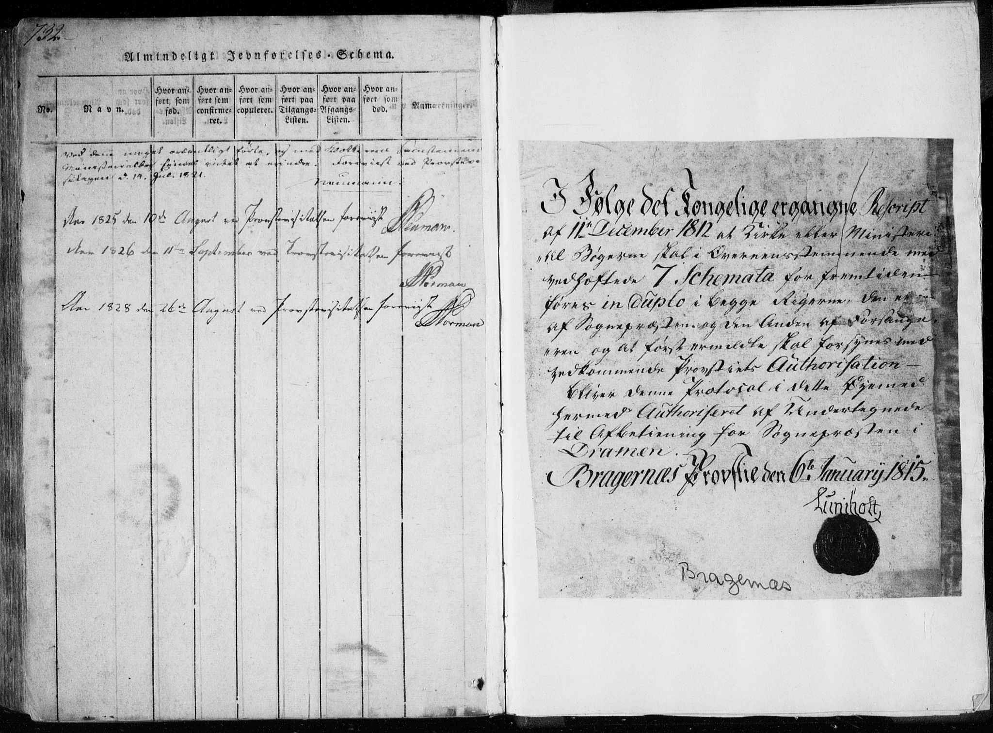 Bragernes kirkebøker, SAKO/A-6/F/Fa/L0007: Parish register (official) no. I 7, 1815-1829, p. 732-733