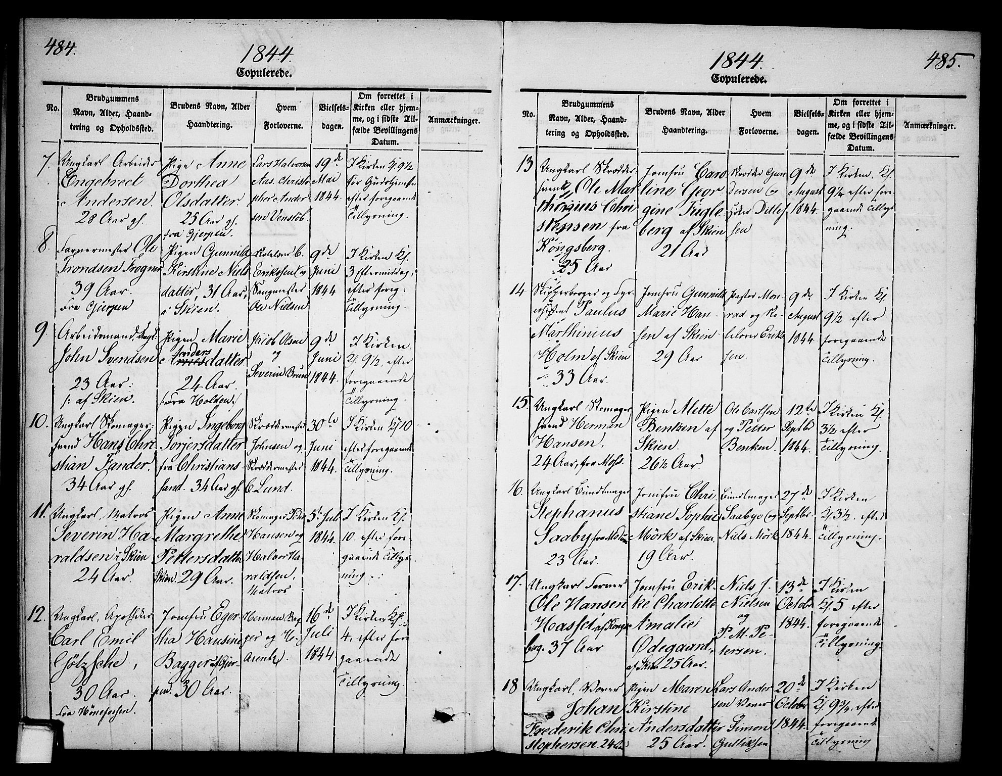 Skien kirkebøker, SAKO/A-302/G/Ga/L0003: Parish register (copy) no. 3, 1843-1847, p. 484-485
