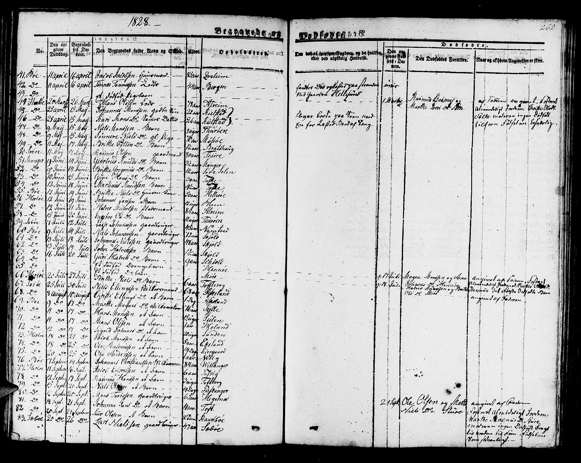 Manger sokneprestembete, AV/SAB-A-76801/H/Haa: Parish register (official) no. A 4, 1824-1838, p. 262