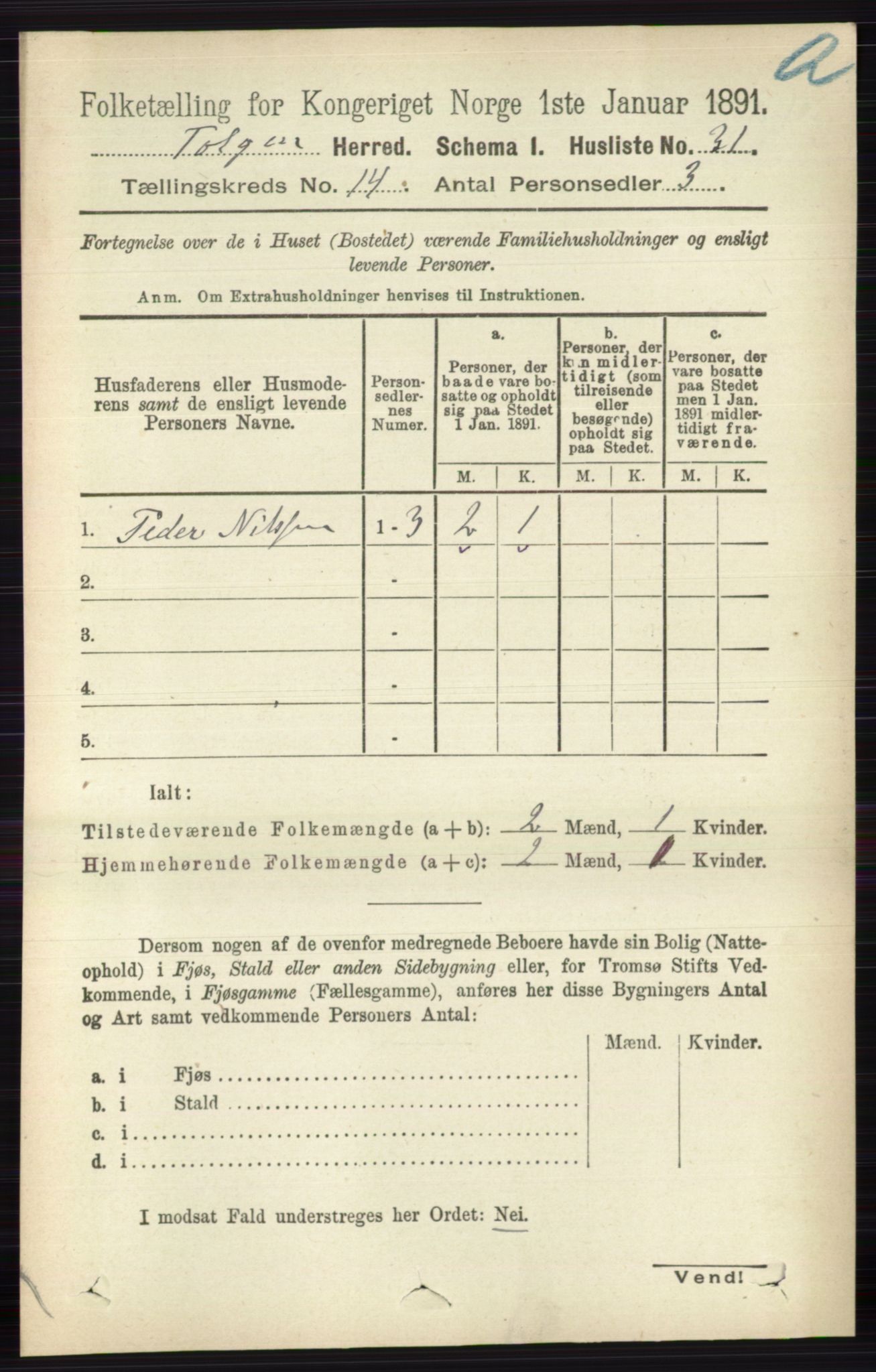 RA, 1891 census for 0436 Tolga, 1891, p. 4111