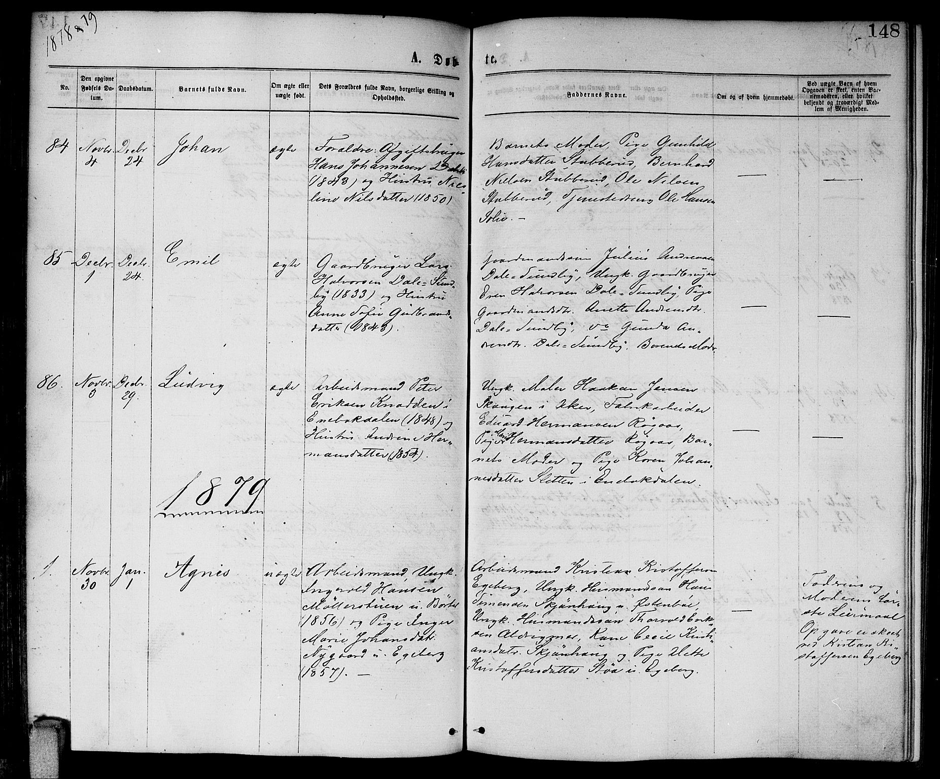 Enebakk prestekontor Kirkebøker, SAO/A-10171c/G/Ga/L0005: Parish register (copy) no. I 5, 1867-1888, p. 148