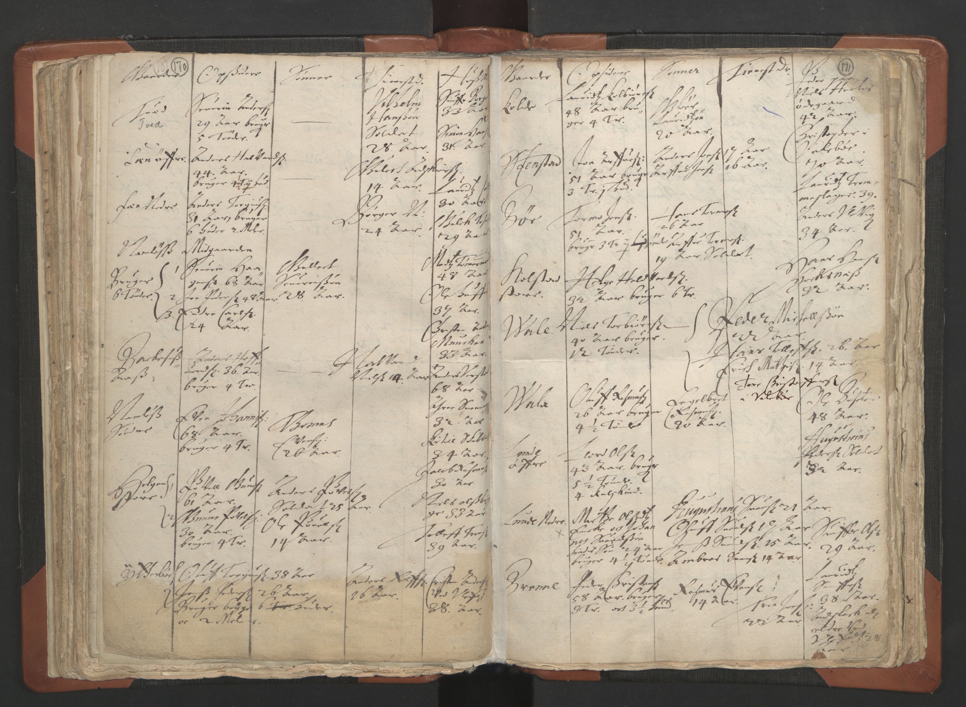 RA, Vicar's Census 1664-1666, no. 12: Øvre Telemark deanery, Nedre Telemark deanery and Bamble deanery, 1664-1666, p. 170-171
