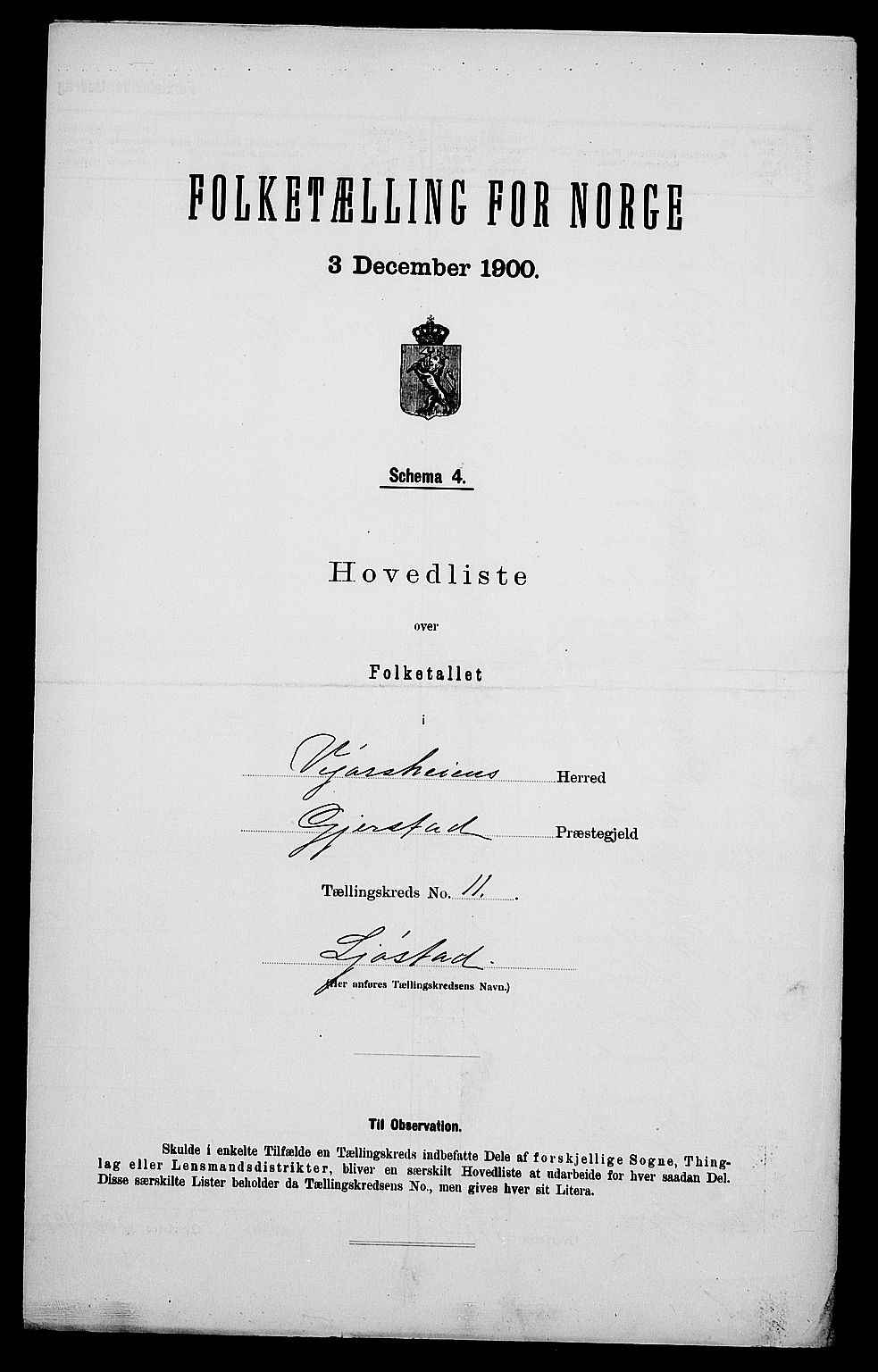 SAK, 1900 census for Vegårshei, 1900, p. 43