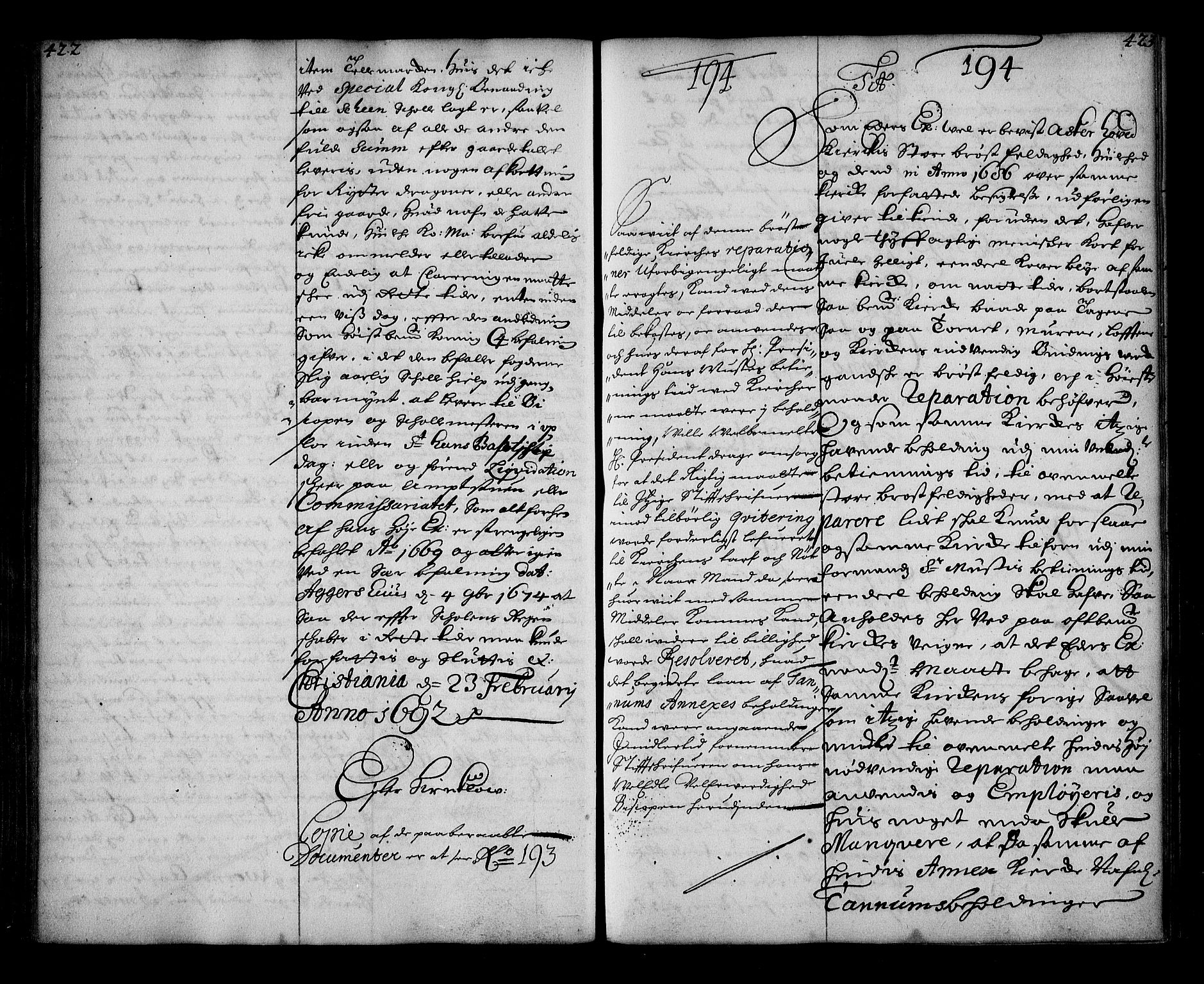 Stattholderembetet 1572-1771, AV/RA-EA-2870/Ae/L0009: Supplikasjons- og resolusjonsprotokoll, 1691-1692, p. 422-423