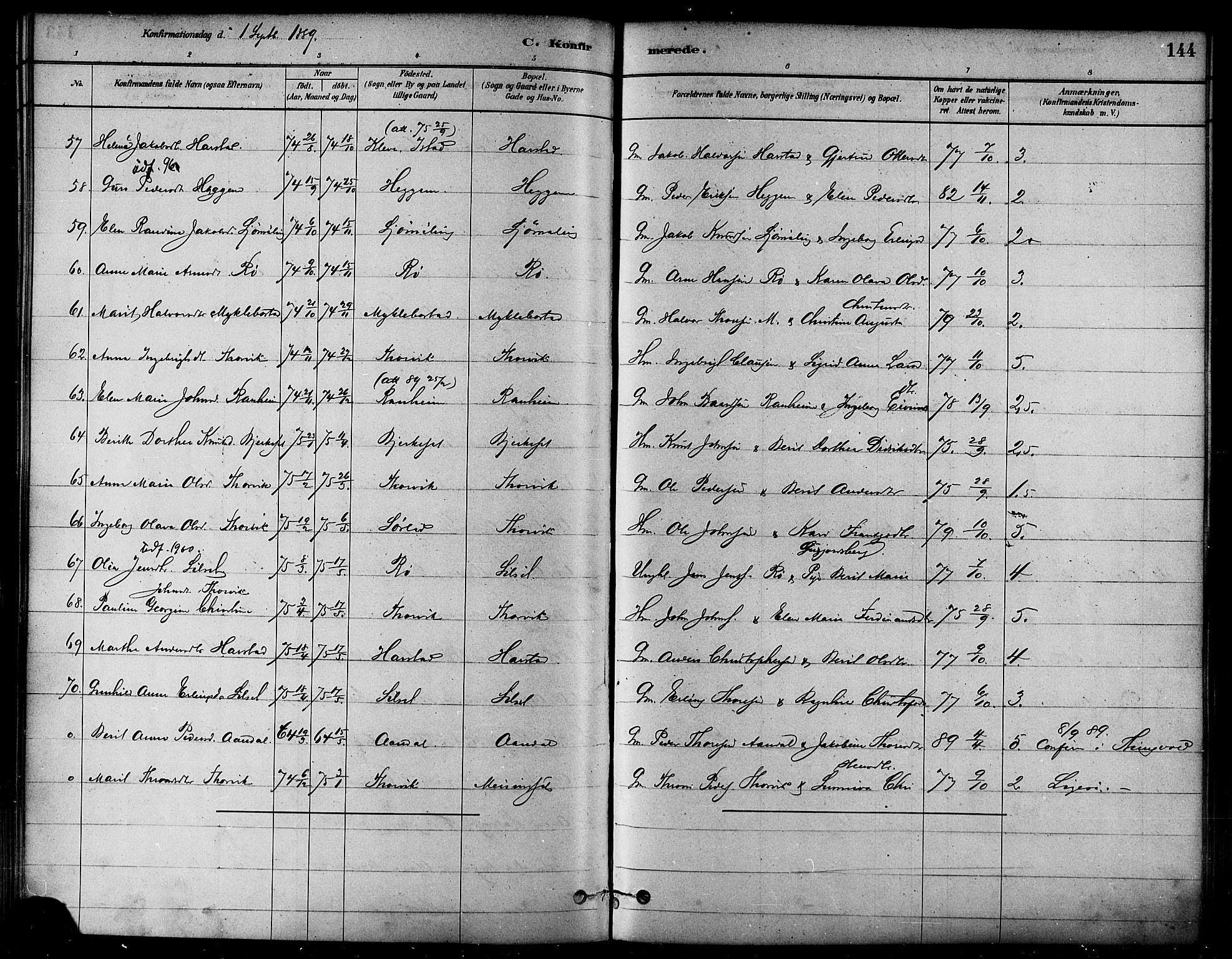 Ministerialprotokoller, klokkerbøker og fødselsregistre - Møre og Romsdal, AV/SAT-A-1454/584/L0967: Parish register (official) no. 584A07, 1879-1894, p. 144